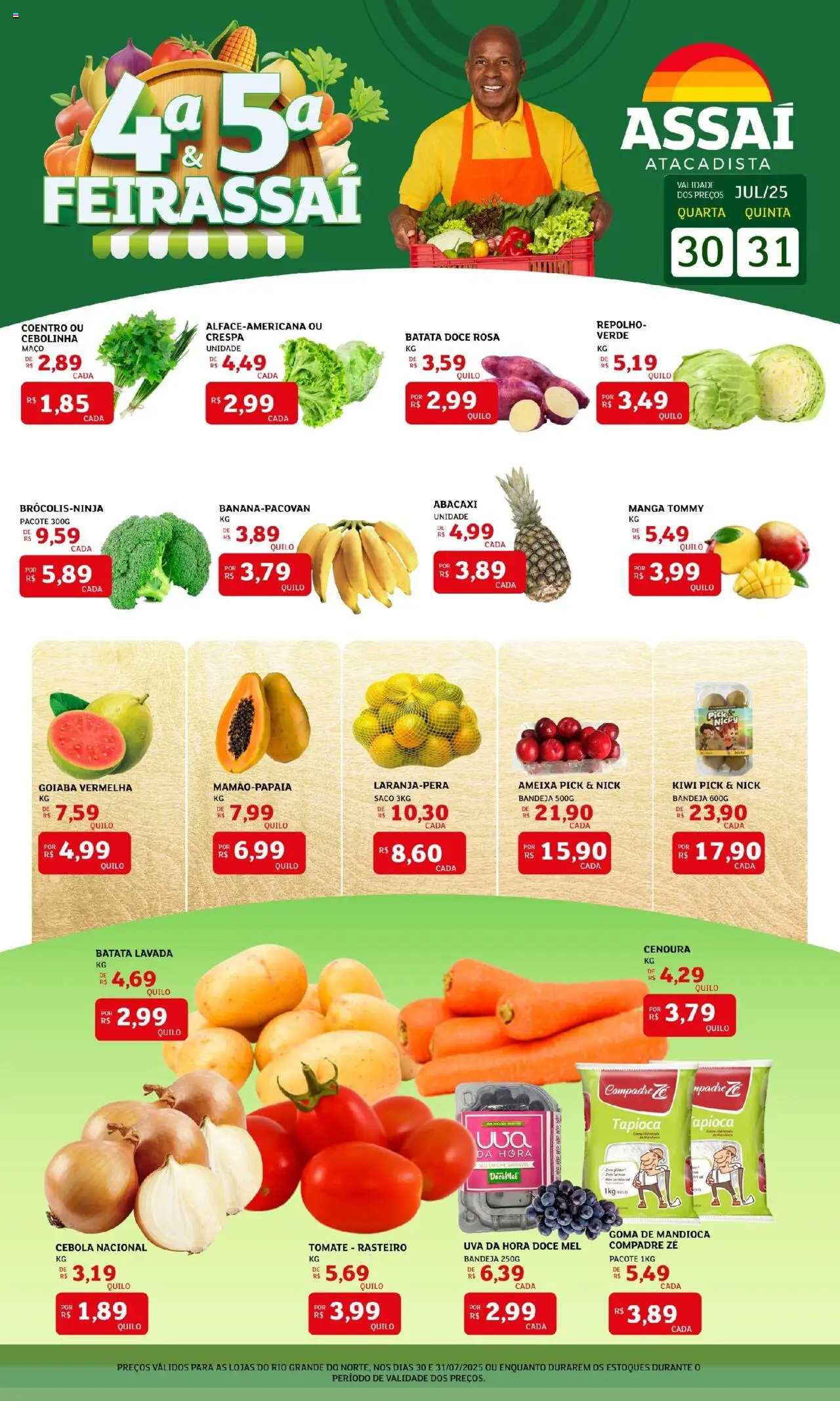 Assaí Atacadista Folheto - válido de 30.07.2025 | Página: 1 | Produtos: Cebola, Mel, Kiwi, Cenoura