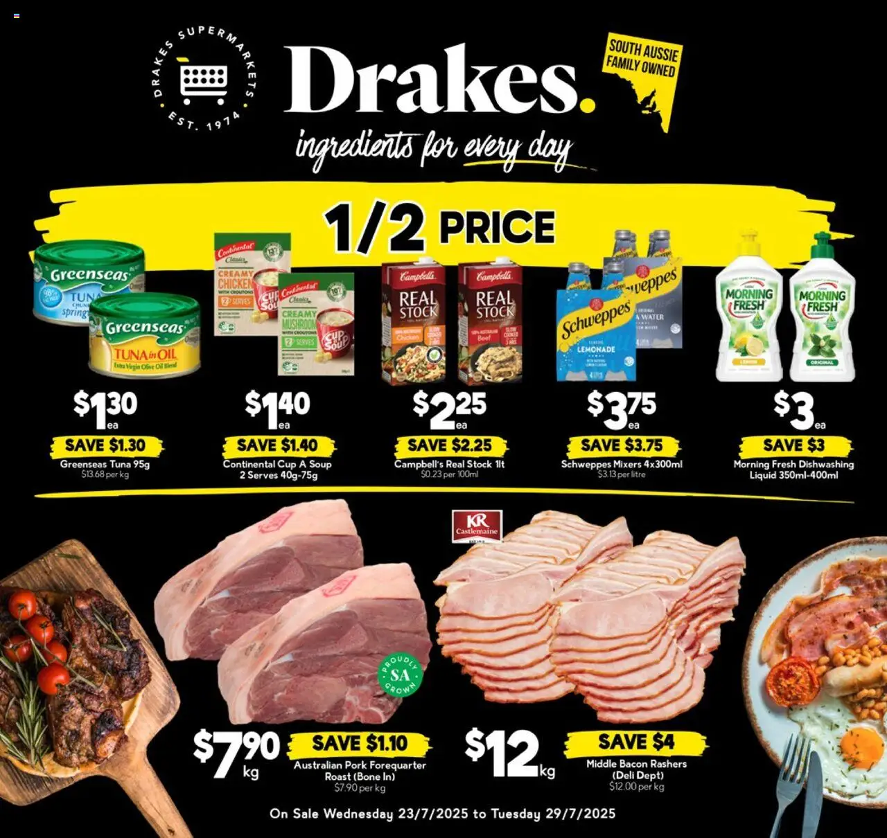 Drakes catalogue - valid from 23.07.2025 | Page: 1 | Products: Oil, Beef, Water, Tuna