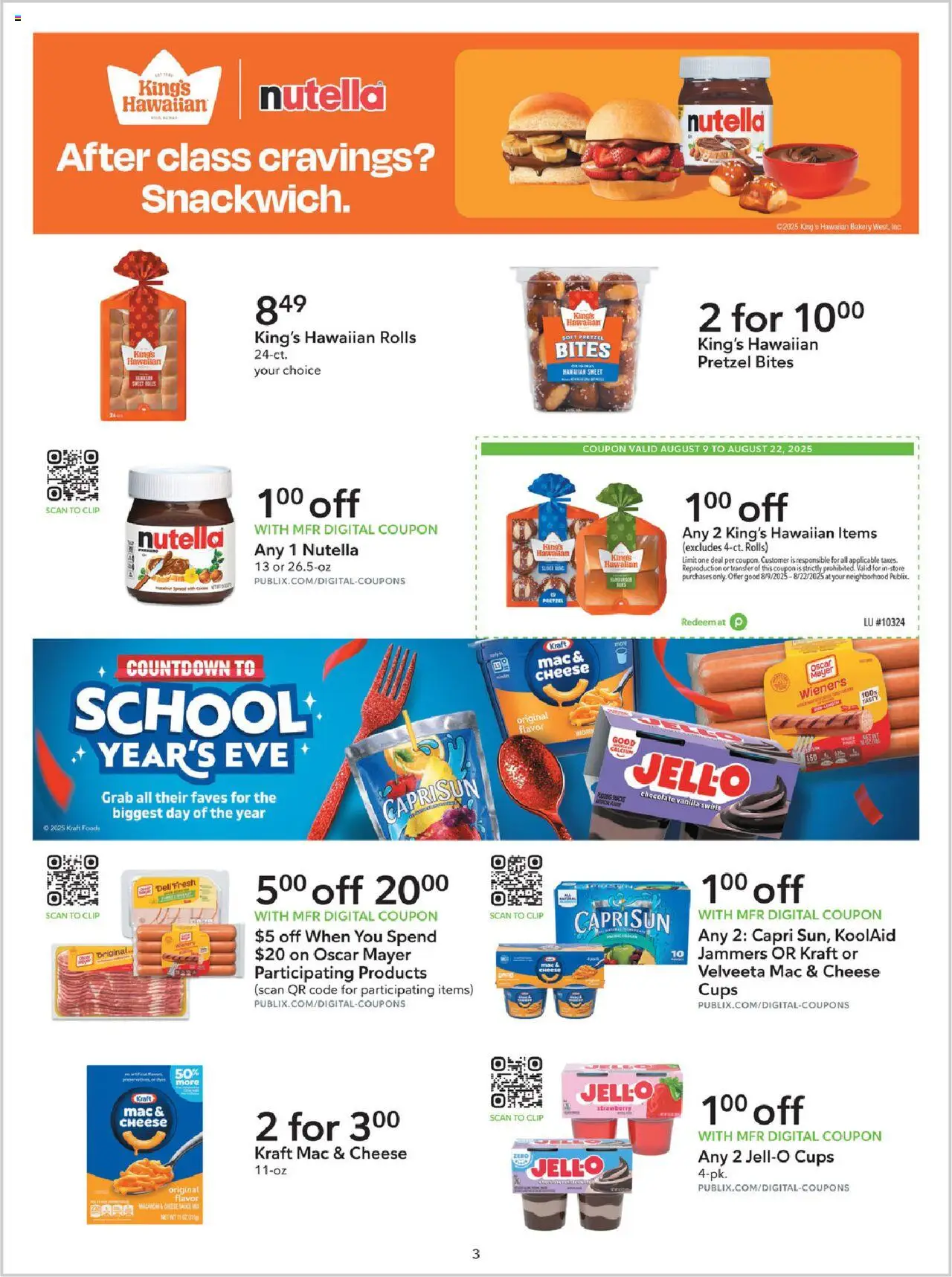 Publix Extra Savings - valid from 09.08.2025 | Page: 3 | Products: Bakery, Clip, Cheese, Sauce