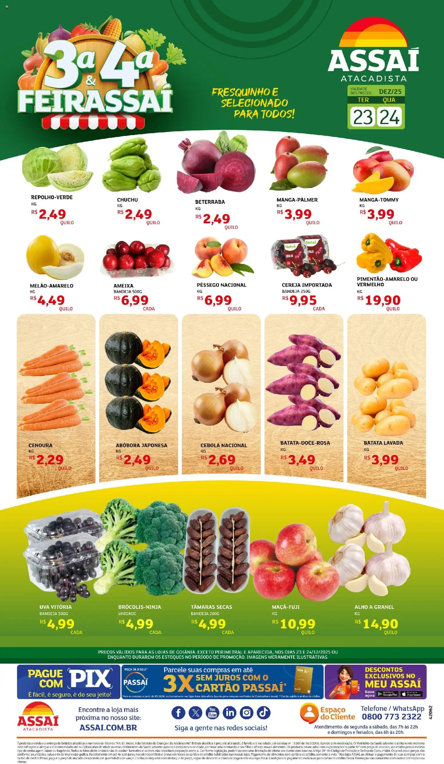 Assaí Atacadista Folheto - válido de 23.12.2025 | Página: 1 | Produtos: Chuchu, Alho, Base, Cenoura