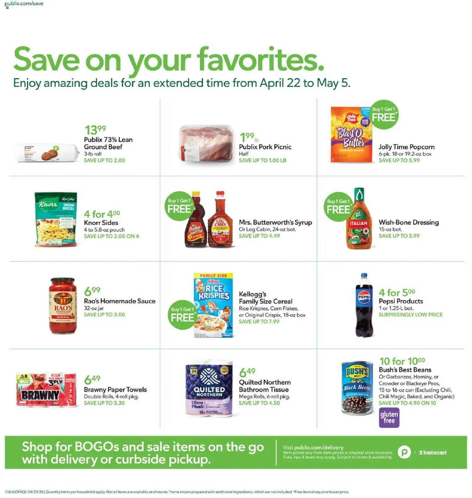 Publix Weekly Ad - valid from 22.04.2026 | Page: 16 | Products: Corn, Butter, Pork, Rice
