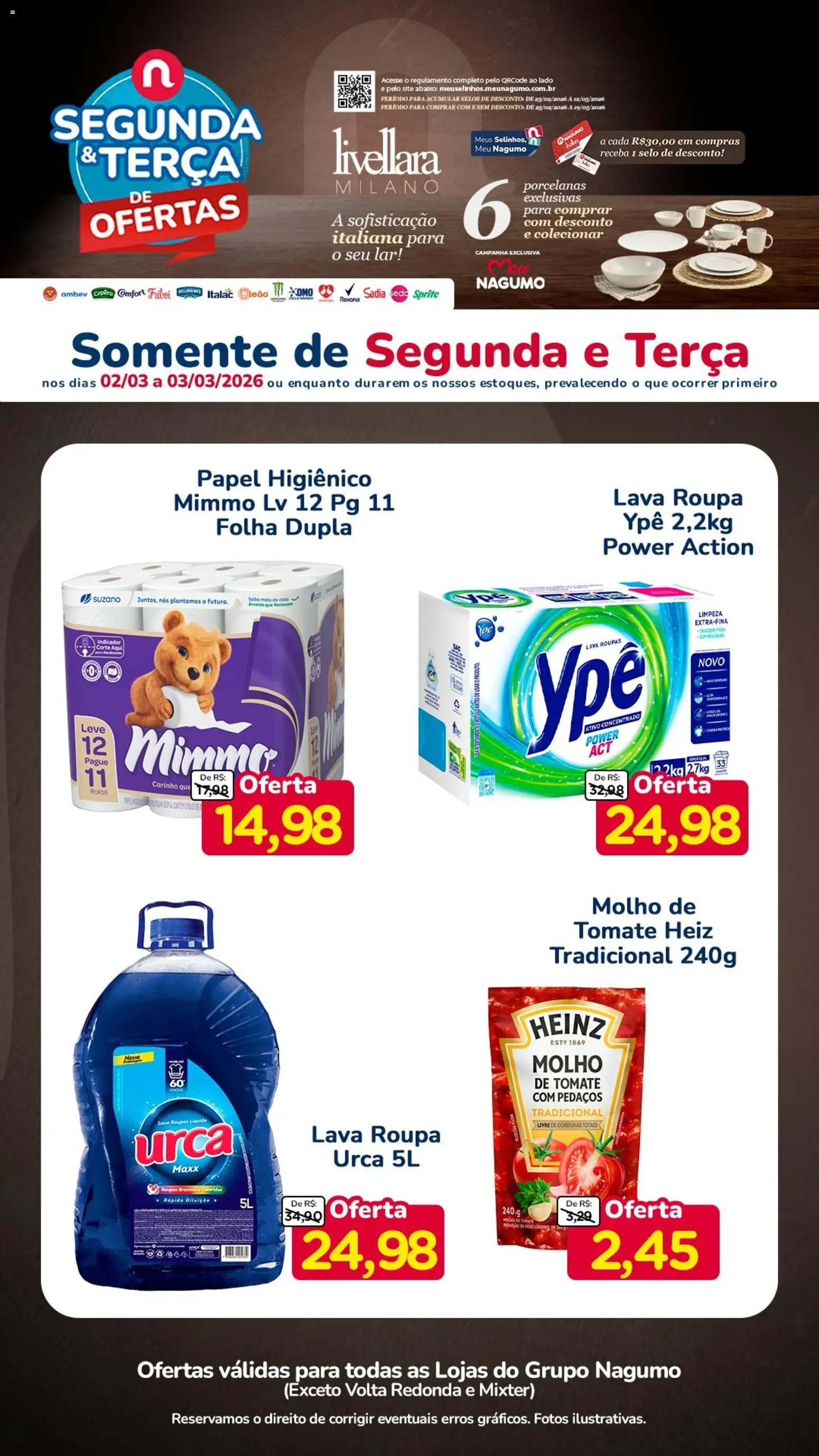 Nagumo Folheto - válido de 02.03.2026 | Página: 2 | Produtos: Molho de tomate, Roupas, Rexona, Papel higiênico