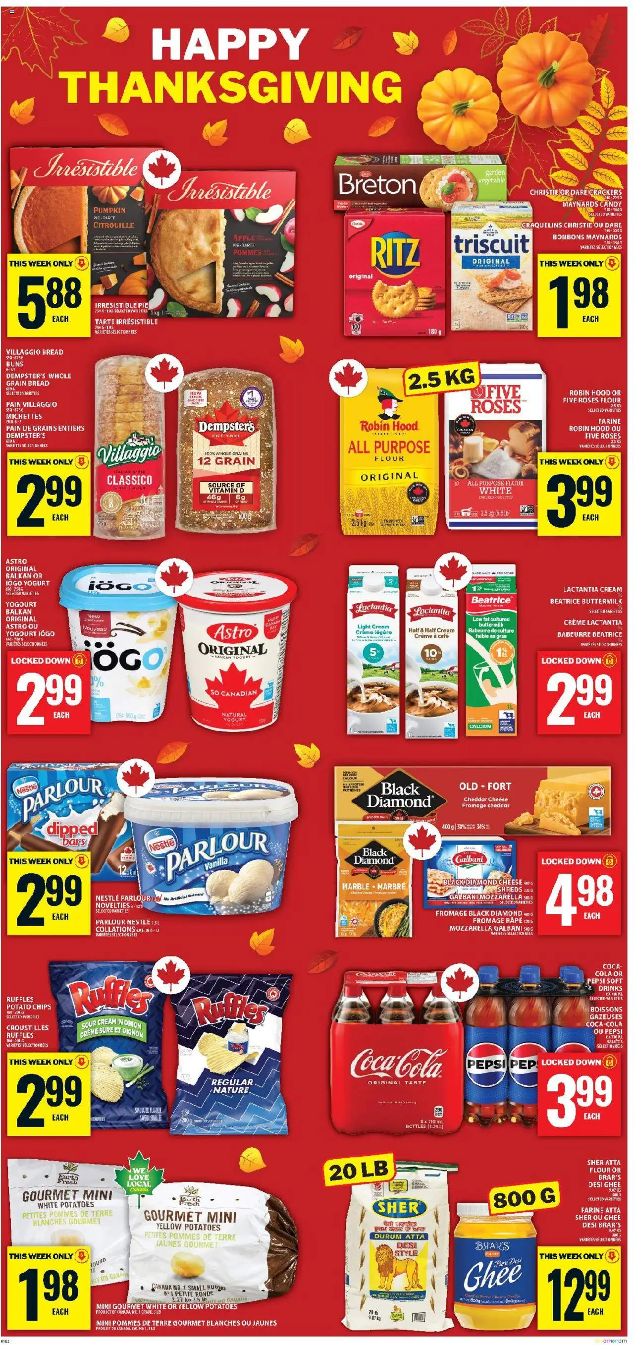 Food Basics flyer valid from 02.10.2025 | Page: 4 | Products: Chips, Bath, Yogurt, Pumpkin