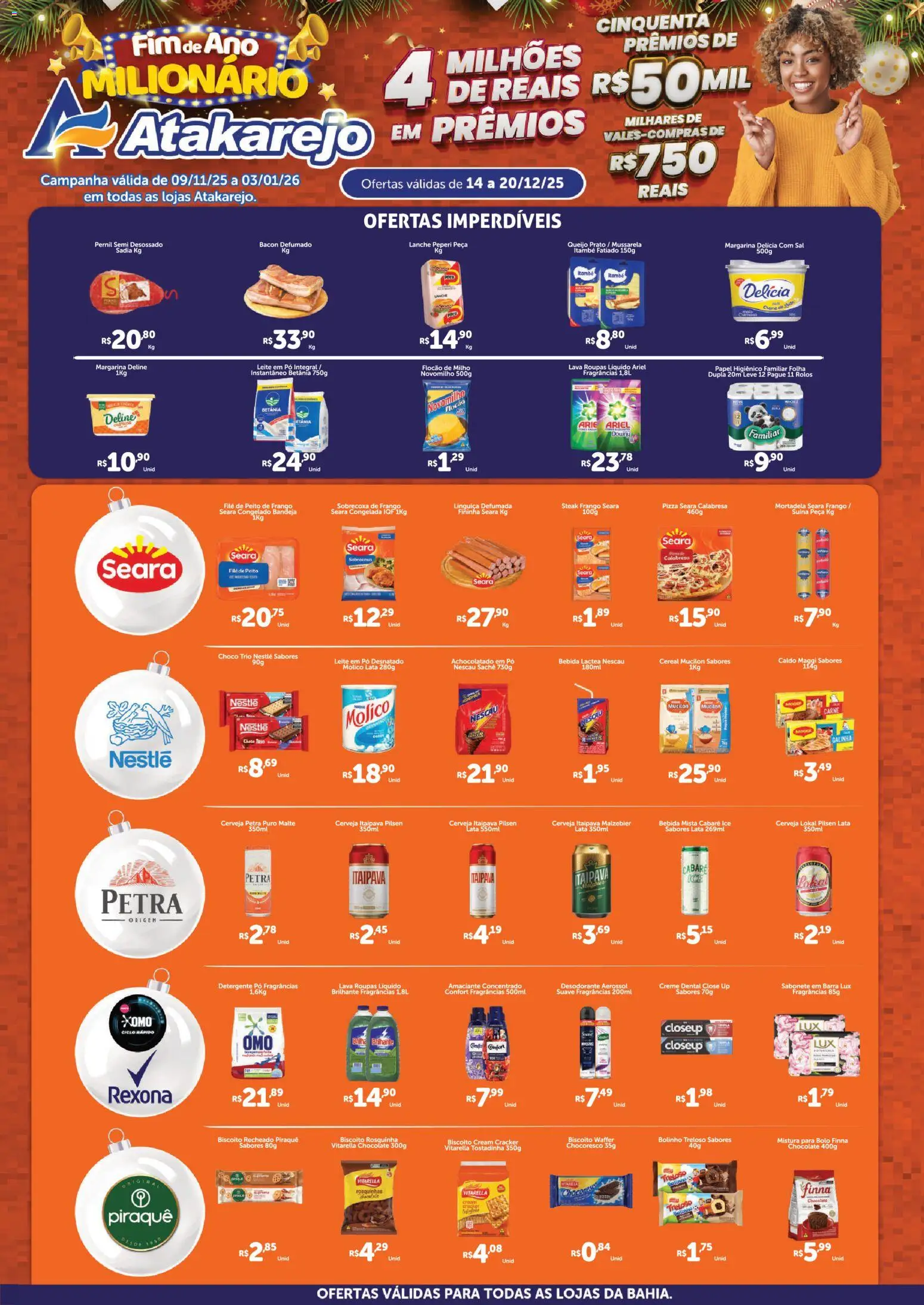 Atakarejo Folheto - válido de 14.12.2025 | Página: 1 | Produtos: Pizza, Creme dental, Mistura para bolo, Leite em pó