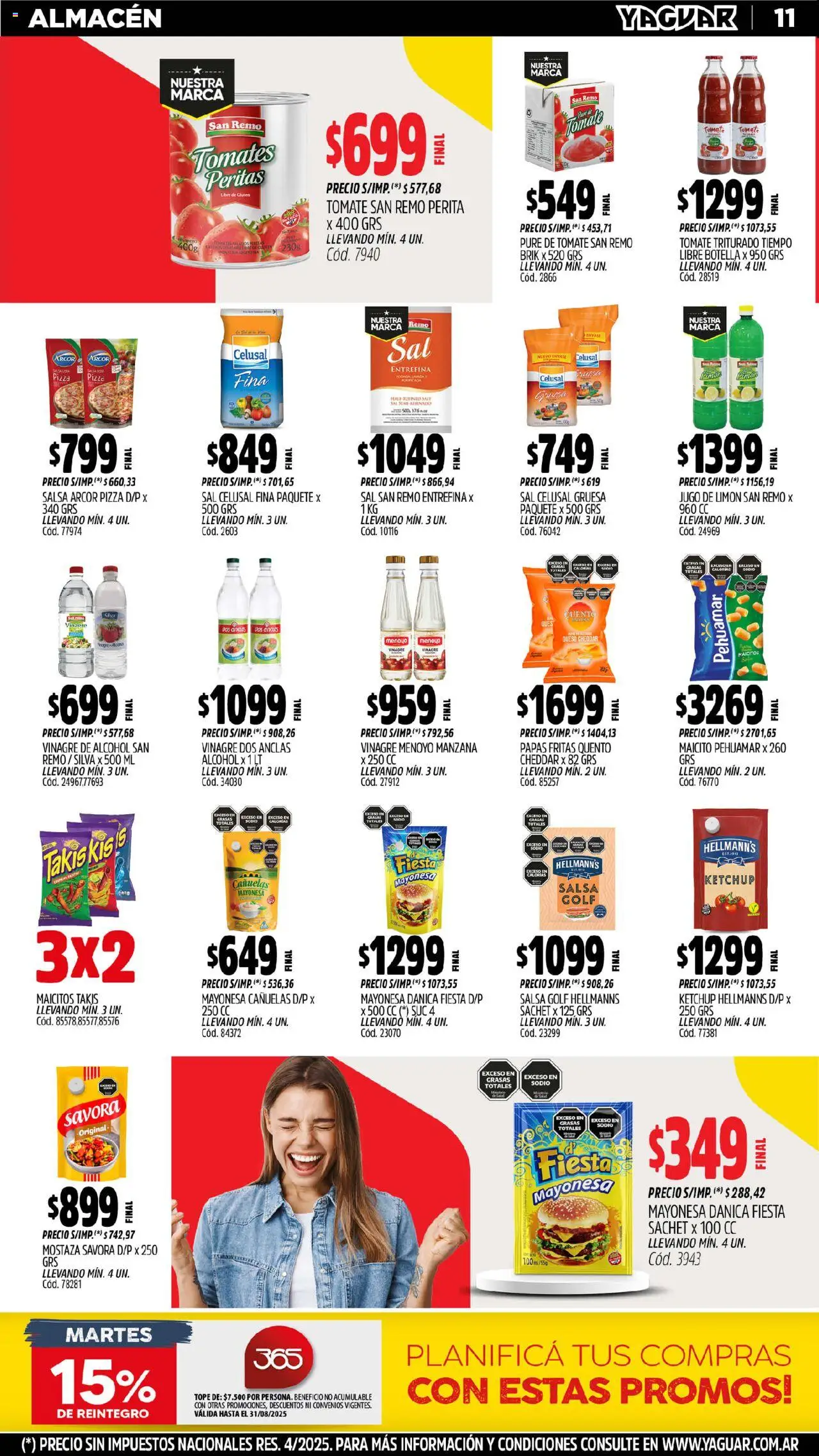 Yaguar catálogo │ válido desde el 25.08.2025 | Página: 12 | Productos: Vinagre, Limón, Jugo, Papas fritas