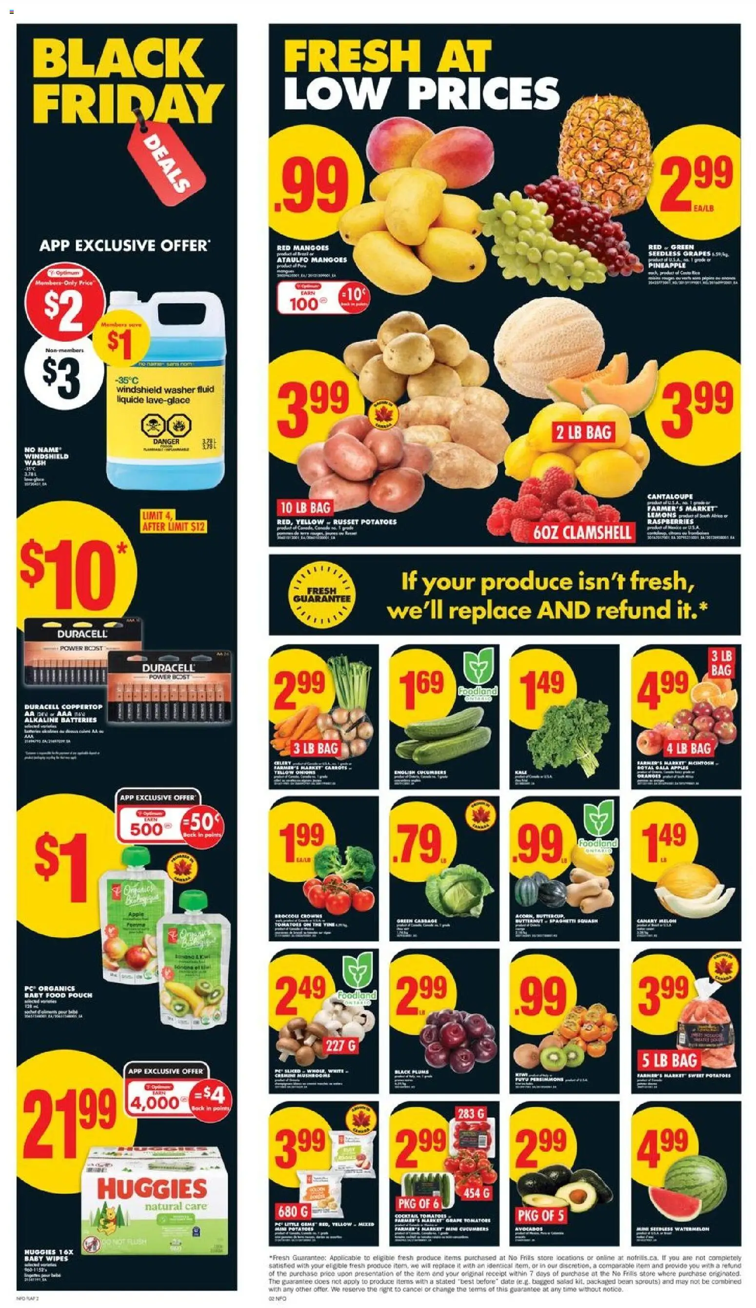 No Frills flyer valid from 13.11.2025 | Page: 2 | Products: Cucumbers, Salad, PC, Bag