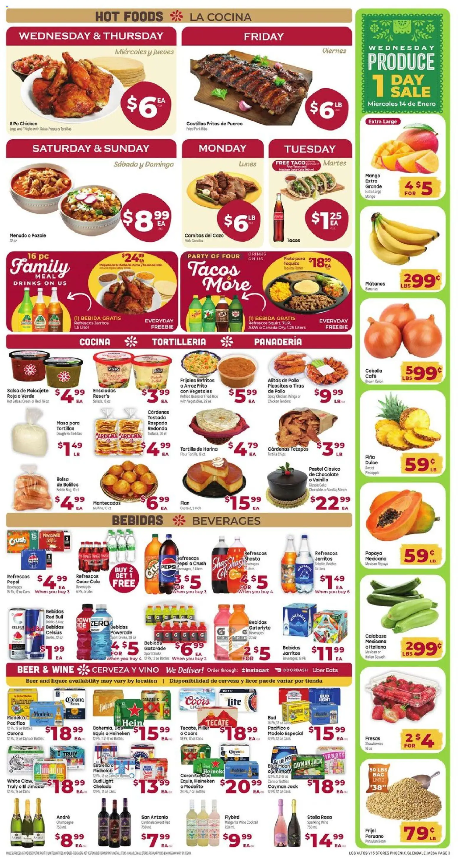 Cardenas Weekly Ad - AZ - valid from 14.01.2026 | Page: 3 | Products: Beer, Strawberries, Chips, Pc