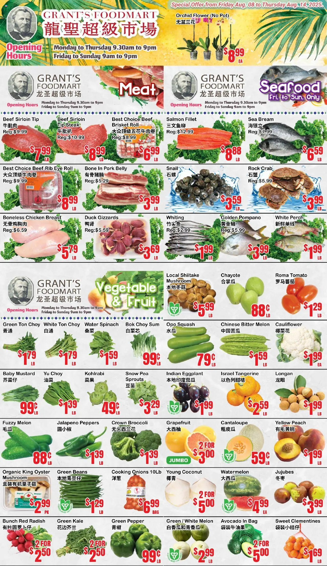 Oceans flyer valid from 08.08.2025 | Page: 1 | Products: Beef, Bag, Chicken, Pork