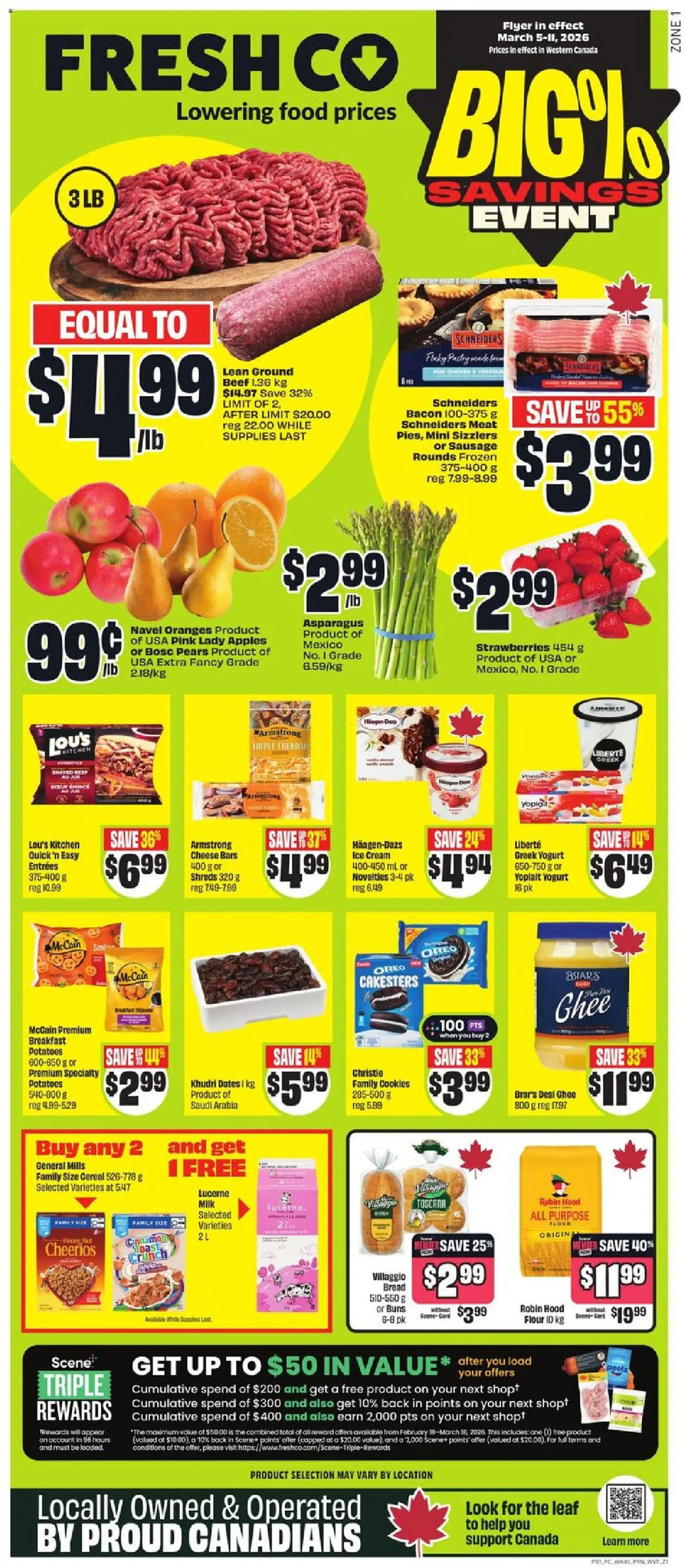 FreshCo flyer valid from 05.03.2026 | Page: 1 | Products: Cream, Cheese, Apples, Oranges