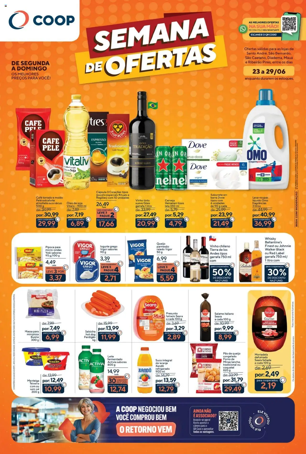 Coop Folheto - válido de 23.06.2025 | Página: 1 | Produtos: Salsicha, Leite, Óleo, Pipoca