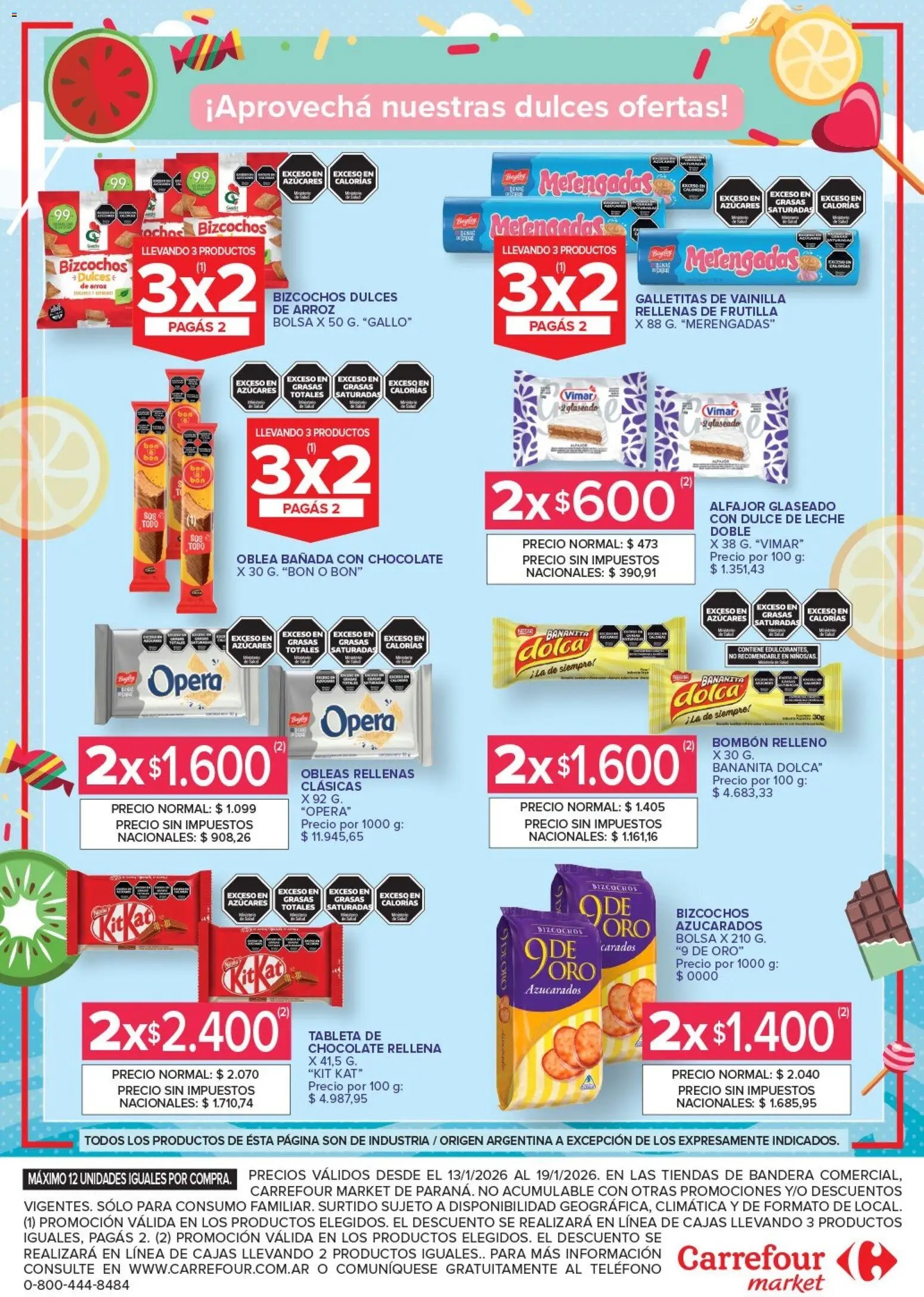 Carrefour Market -Disfrutá el verano │ válido desde el 13.01.2026 | Página: 4 | Productos: Tableta, Alfajor, Arroz, Bizcochos