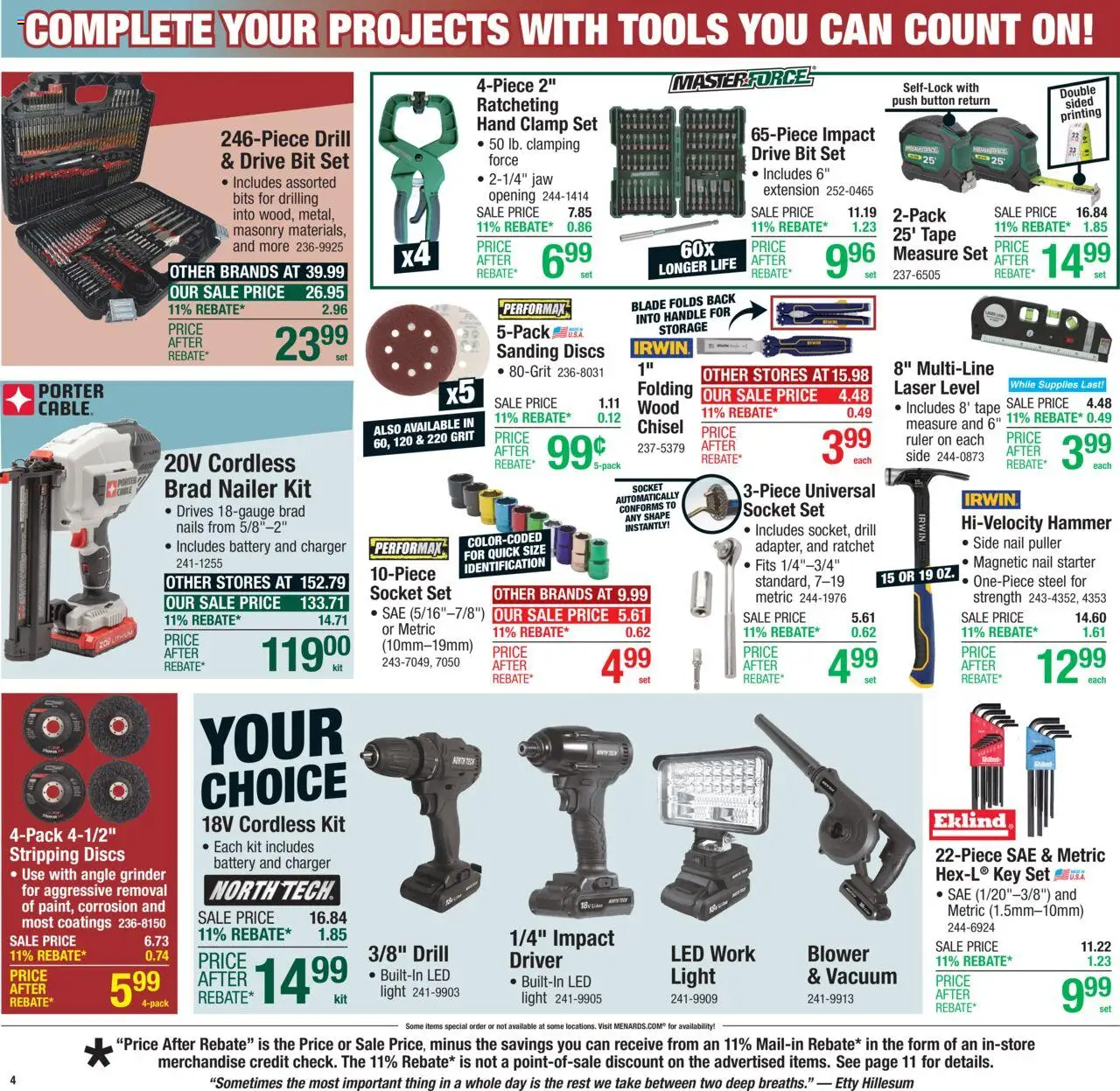 Menards Weekly Ad - valid from 02.10.2025 | Page: 7 | Products: Clamp, Vacuum, Nail, Grinder
