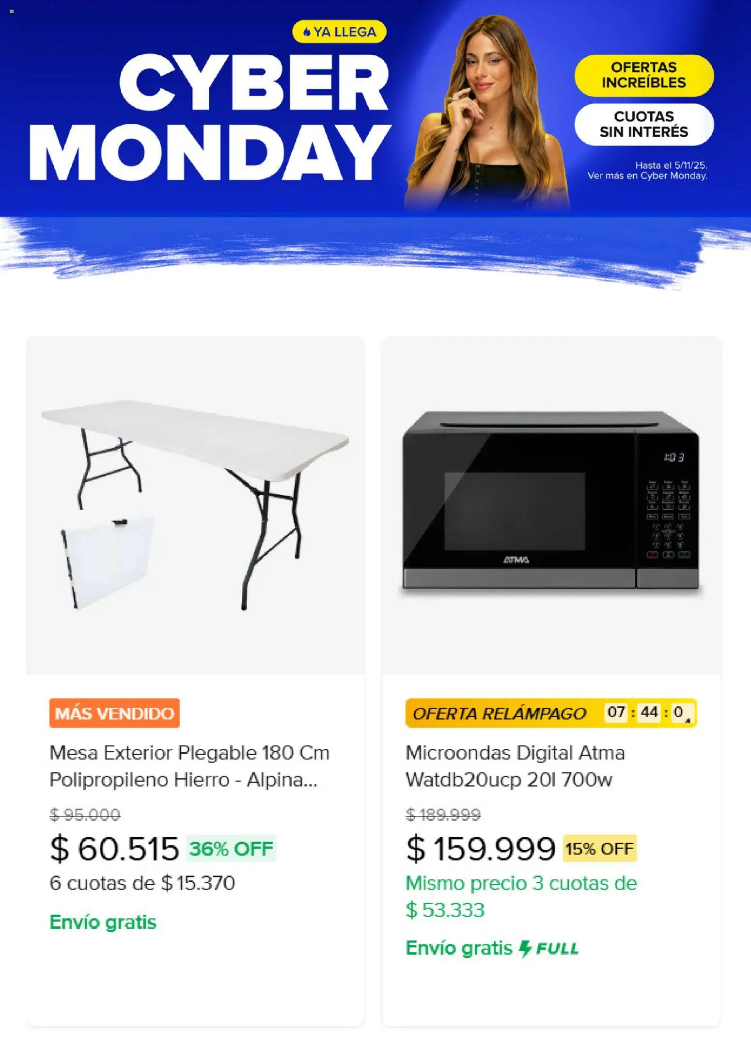 Mercado Libre catálogo - Cyber monday  │ válido desde el 27.10.2025 | Página: 9 | Productos: Mesa, Microondas