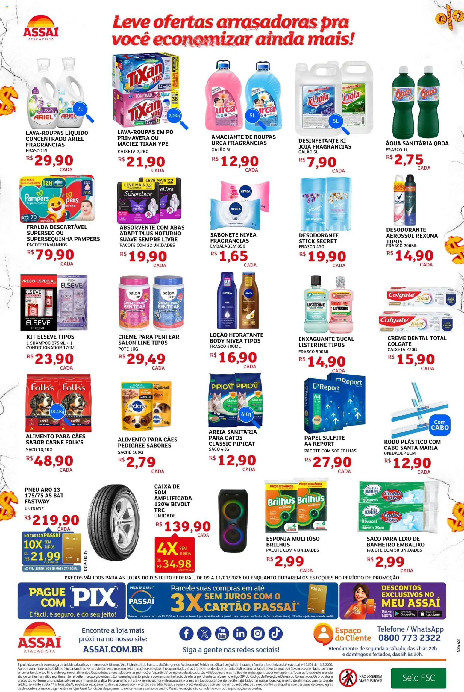 Assaí Atacadista Folheto - válido de 09.01.2026 | Página: 4 | Produtos: Shampoo, Areia, Bebida, Creme dental