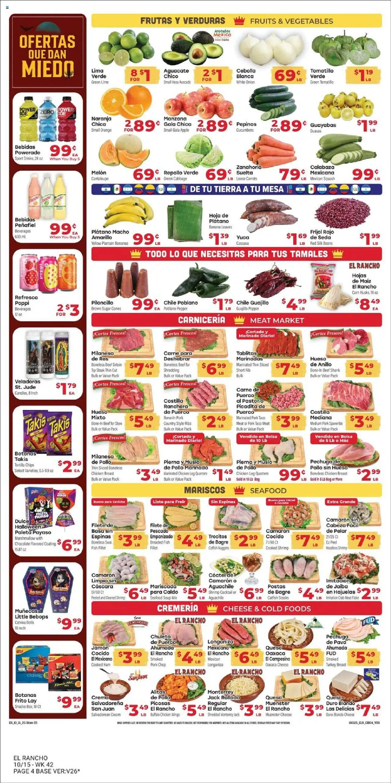 El Rancho Weekly Ad - valid from 15.10.2025 | Page: 4 | Products: Chocolate, Bananas, Vegetables, Pepper