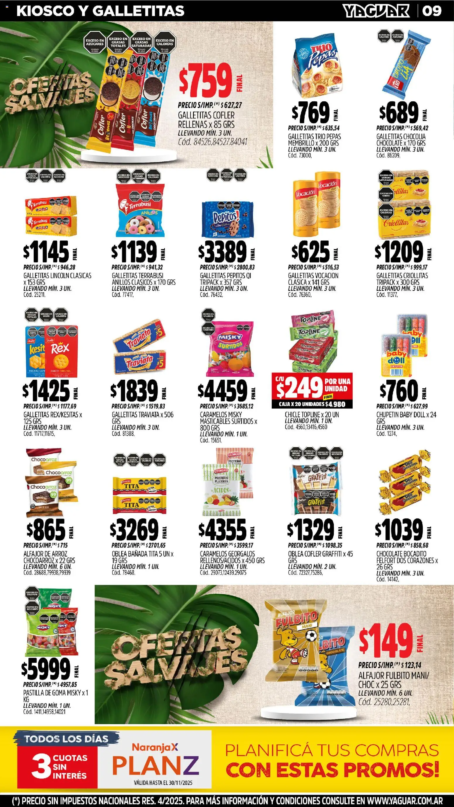 Yaguar - Jujuy │ válido desde el 03.11.2025 | Página: 9 | Productos: Galletitas, Caja, Chicle, Alfajor