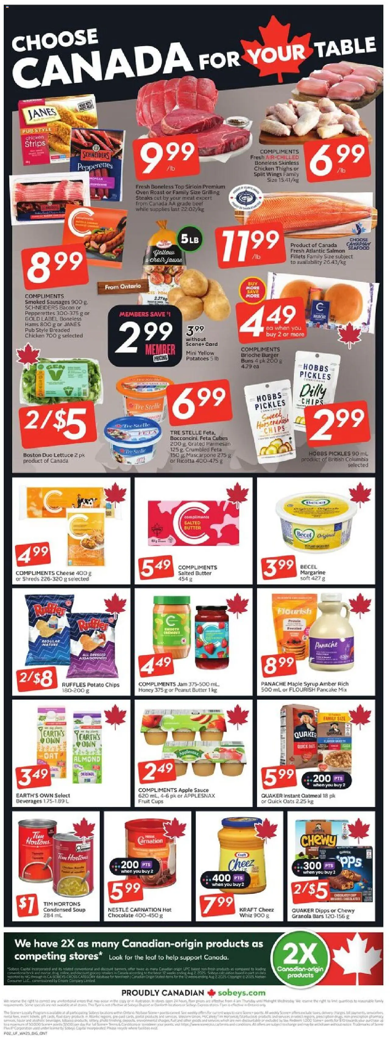 Sobeys flyer valid from 16.10.2025 | Page: 4 | Products: Potatoes, Butter, Cheese, Chocolate