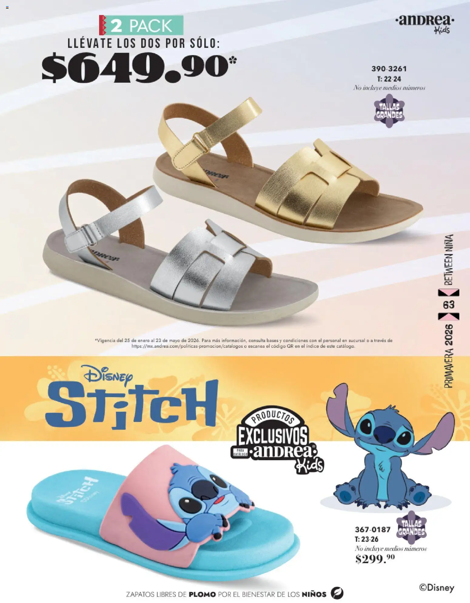 Nuevas ofertas de Andrea válidas en toda la República Mexicana desde el 25.01.2026. ¡Encuentra las mejores ofertas en Andrea catálogo Infantil! | Página: 63 | Productos: Zapatos