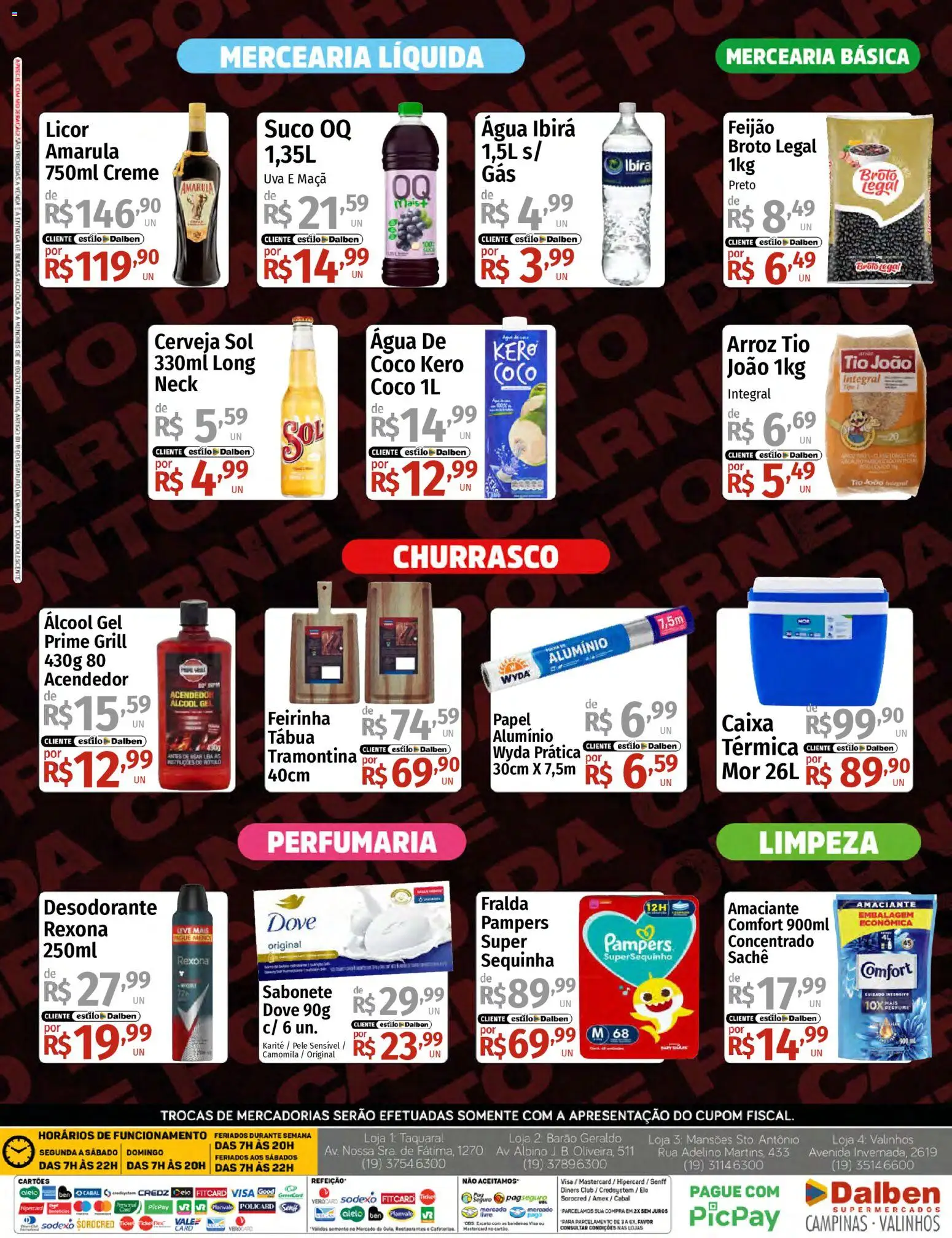 Supermercado Dalben Folheto - válido de 08.04.2026 | Página: 4 | Produtos: Fralda pampers, Caixa, Creme, Rexona