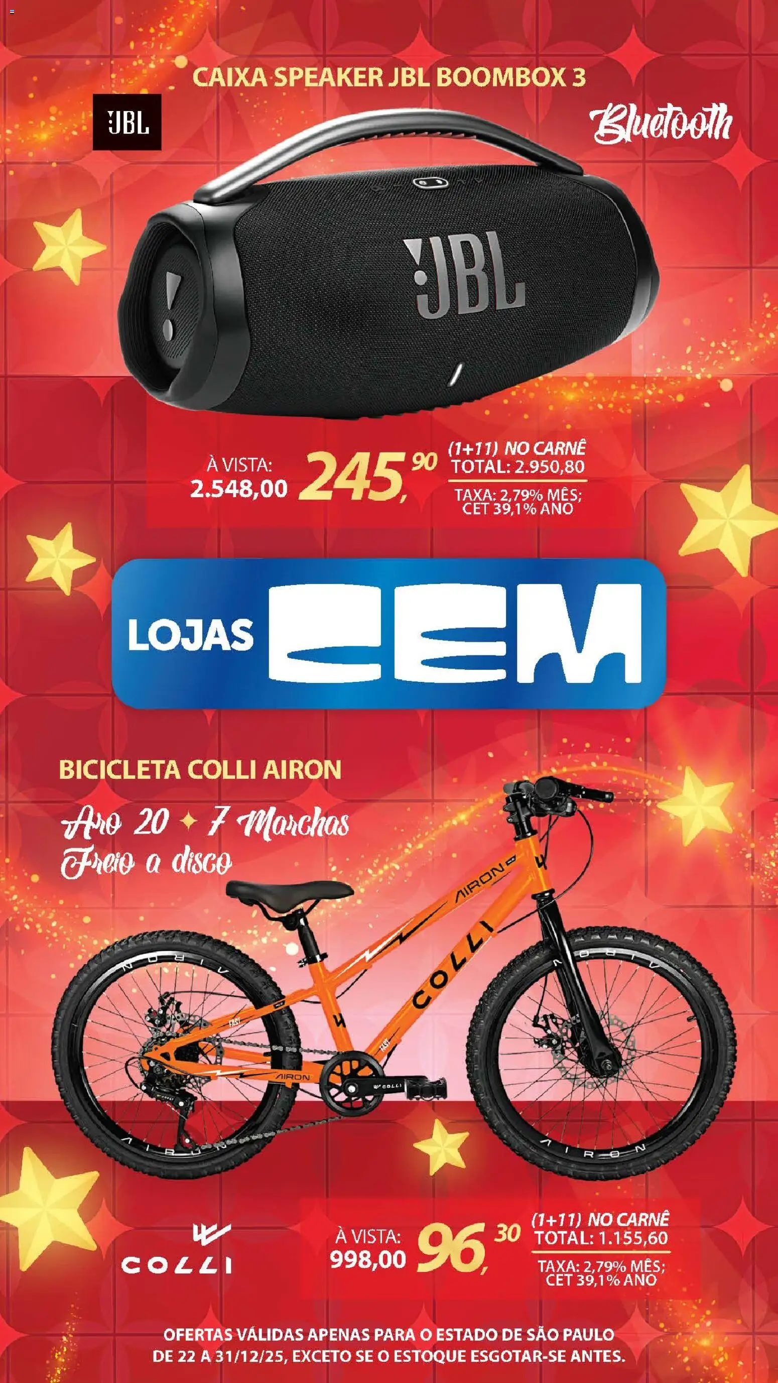 Lojas Cem Folheto - válido de 22.12.2025 | Página: 5 | Produtos: Bicicleta, Caixa, Carne, Disco