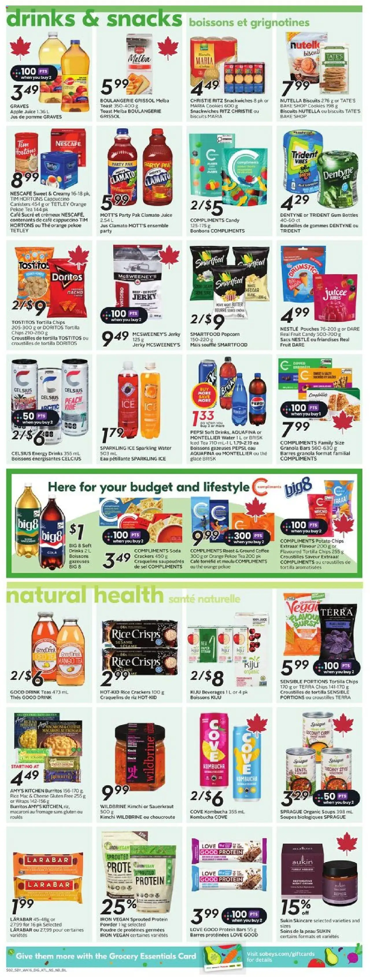 Sobeys flyer valid from 14.08.2025 | Page: 11 | Products: Rice, Cookies, Iron, Juice
