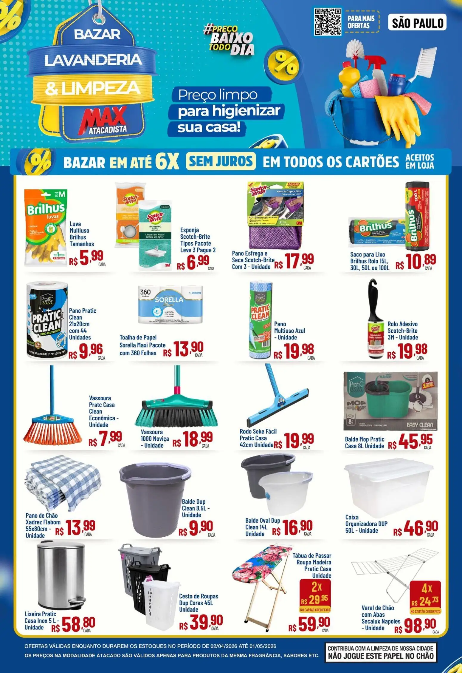 Max Atacadista Folheto - válido de 02.04.2026 | Página: 1 | Produtos: Mop, Caixa, Lixeira, Varal de chão