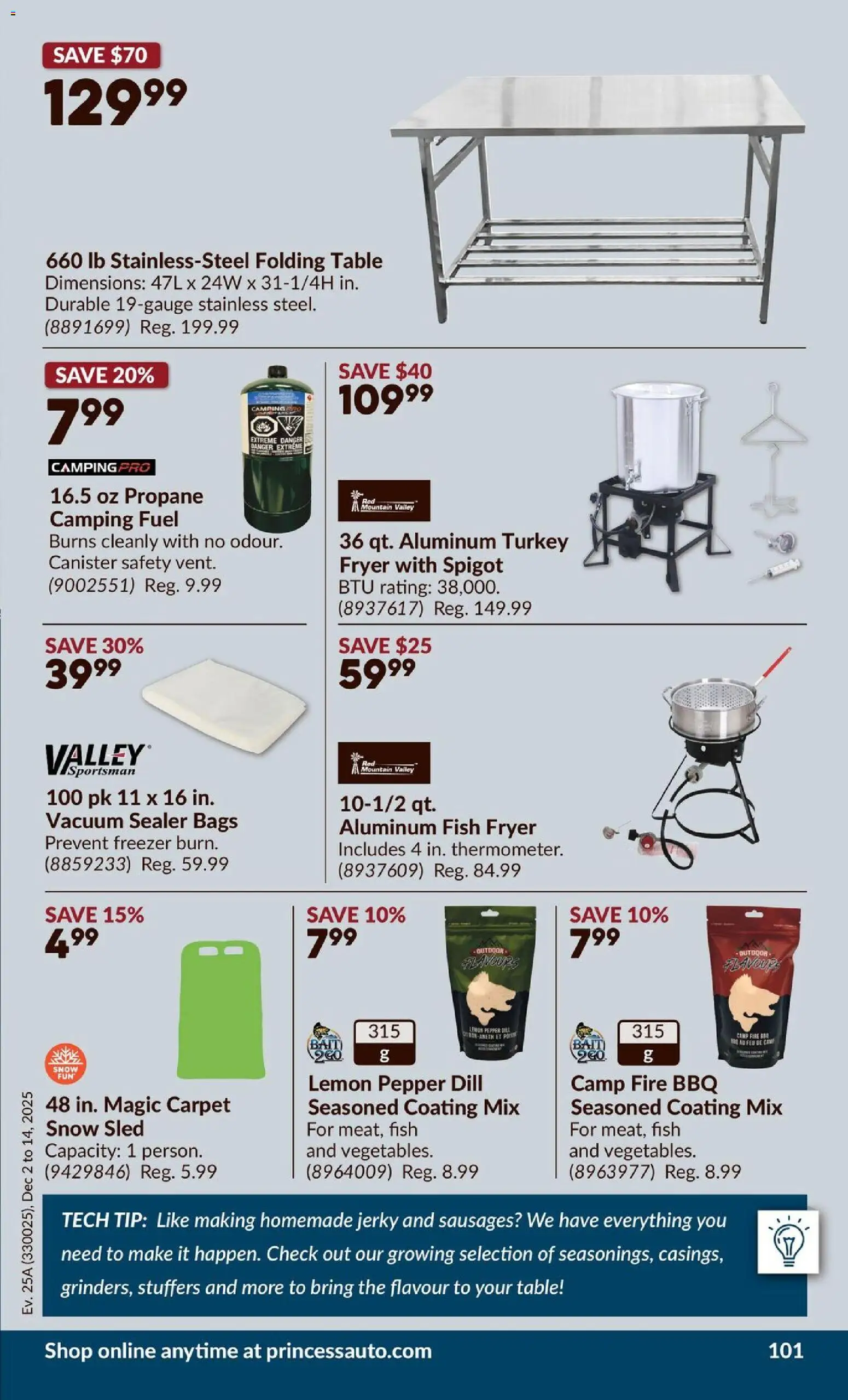 Princess Auto flyer valid from 02.12.2025 | Page: 106 | Products: Turkey, Freezer, Table, Carpet