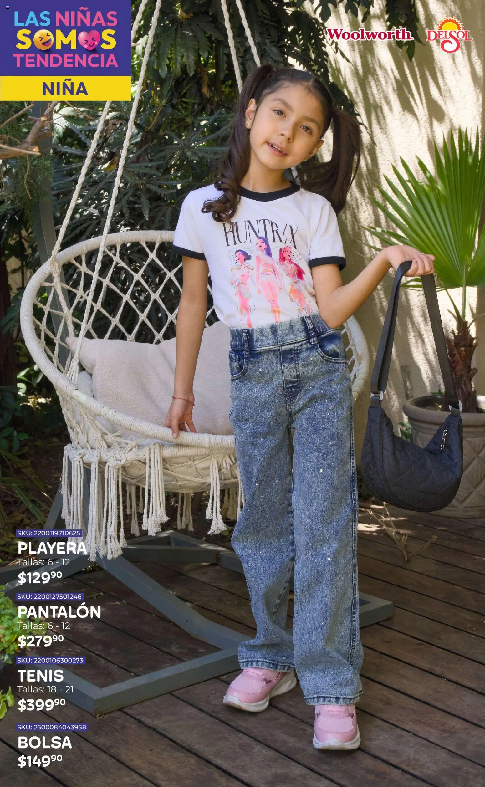 Nuevas ofertas de Del Sol y Woolworth válidas en toda la República Mexicana desde el 16.04.2026. ¡Encuentra las mejores ofertas en Del Sol y Woolworth katalog Moda Niños 2026! | Página: 3 | Productos: Tenis, Bolsa, Playera