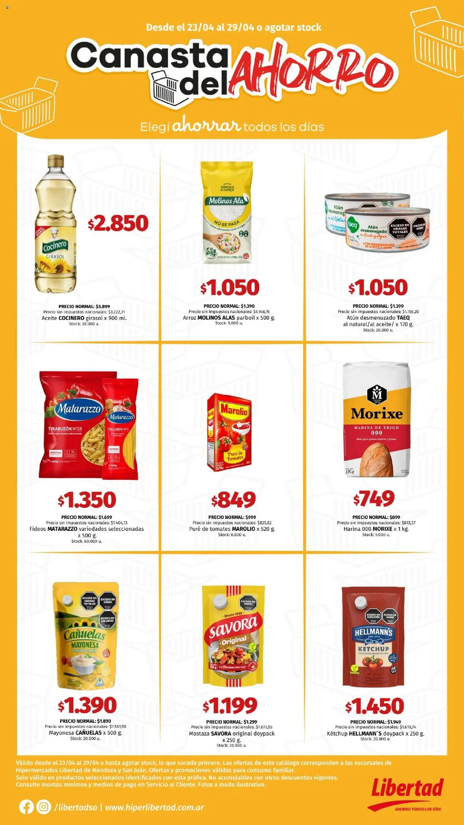 Hipermercado Libertad catálogo │ válido desde el 23.04.2026 | Página: 1 | Productos: Aceite, Mostaza, Atún, Tomates