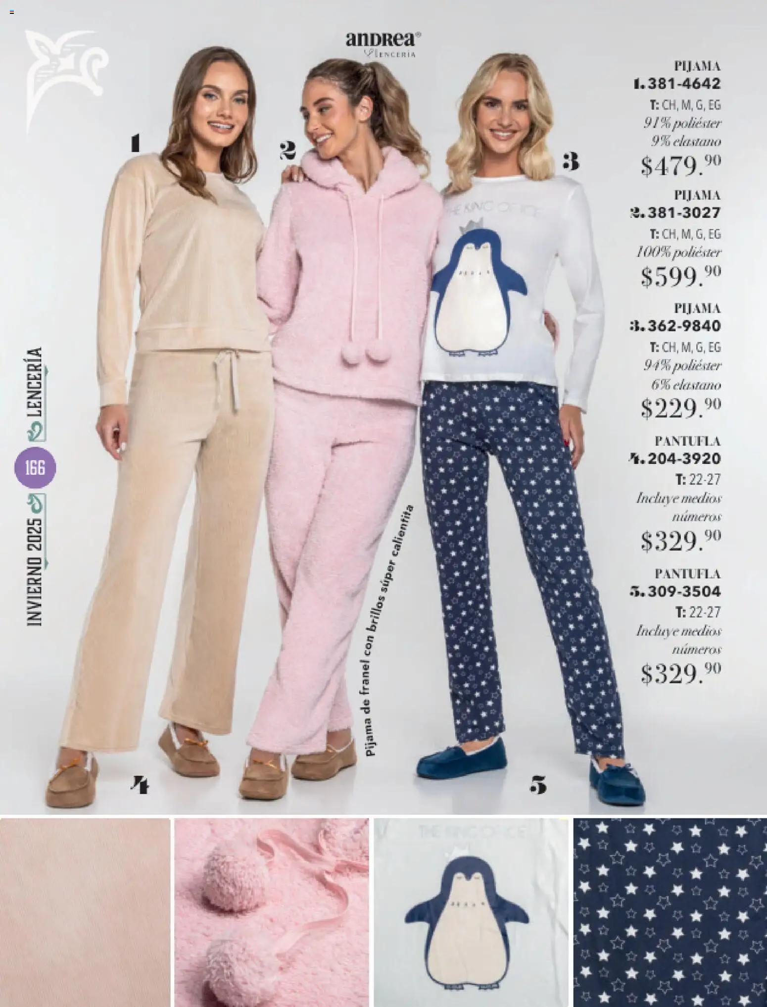 Nuevas ofertas de Andrea válidas en toda la República Mexicana desde el 26.11.2025. ¡Encuentra las mejores ofertas en Andrea catálogo Invierno! | Página: 166 | Productos: Pijama, Lenceria