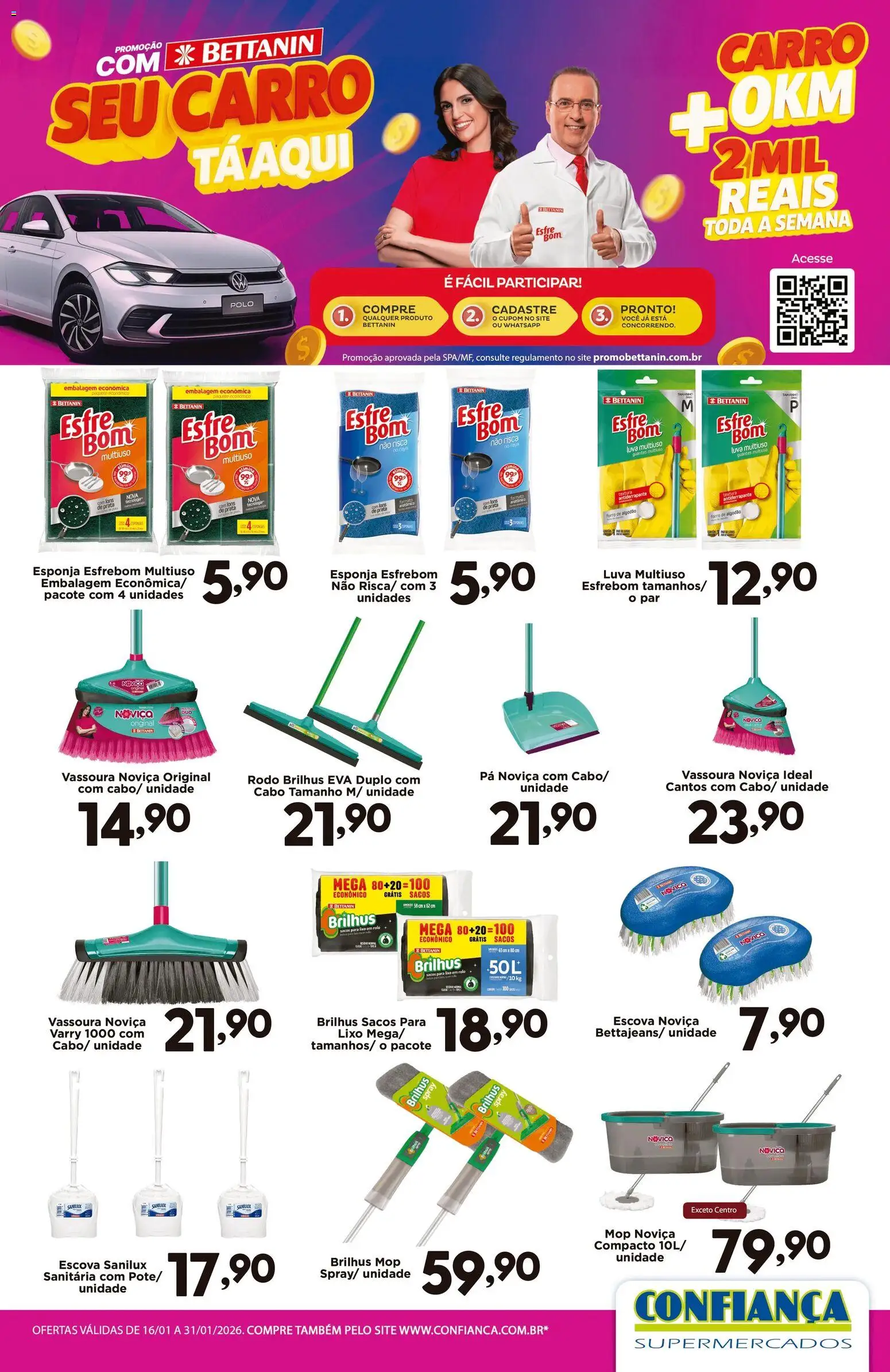 Confiança Folheto - válido de 16.01.2026 | Página: 1 | Produtos: Mop, Rolo, Algodão, Cabo