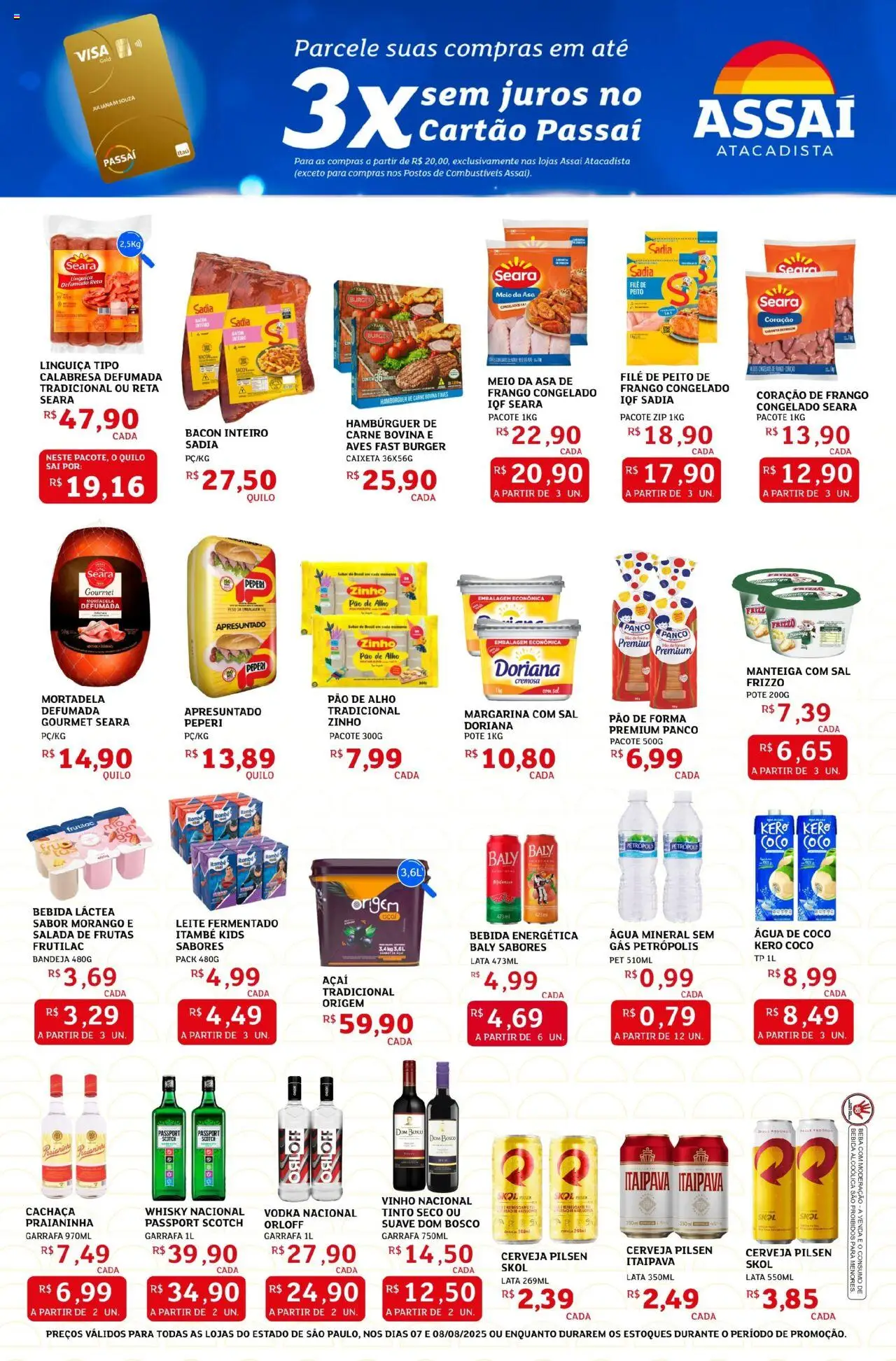 Assaí Atacadista Folheto - válido de 07.08.2025 | Página: 3 | Produtos: Coco, Manteiga, Pão de forma, Bebida