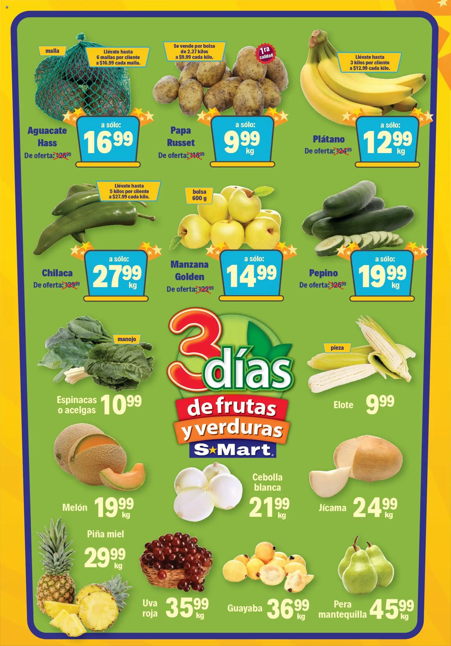 Nuevas ofertas de S-Mart válidas en toda la República Mexicana desde el 28.10.2025. ¡Encuentra las mejores ofertas en S-Mart folleto Chihuahua! | Página: 1 | Productos: Papa, Aguacate, Uva, Mallas