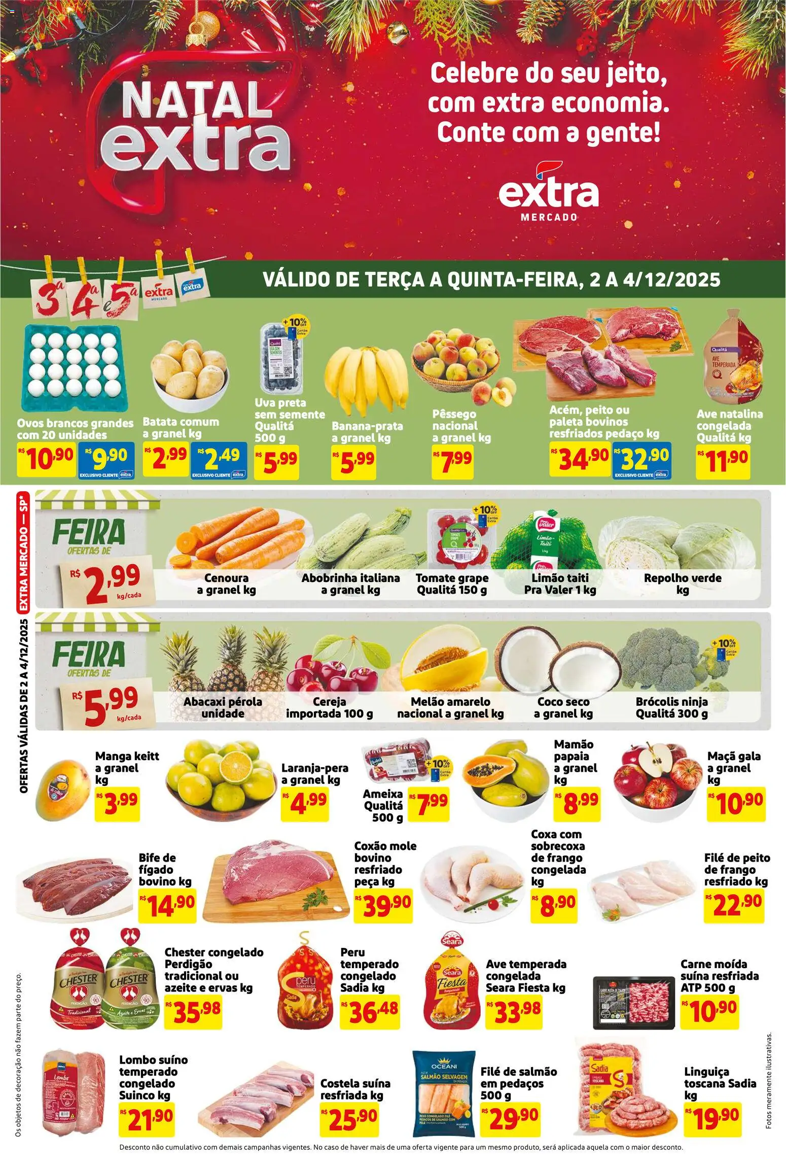 Extra Folheto - válido de 02.12.2025 | Página: 1 | Produtos: Salmão, Linguiça, Abacaxi, Carne moída