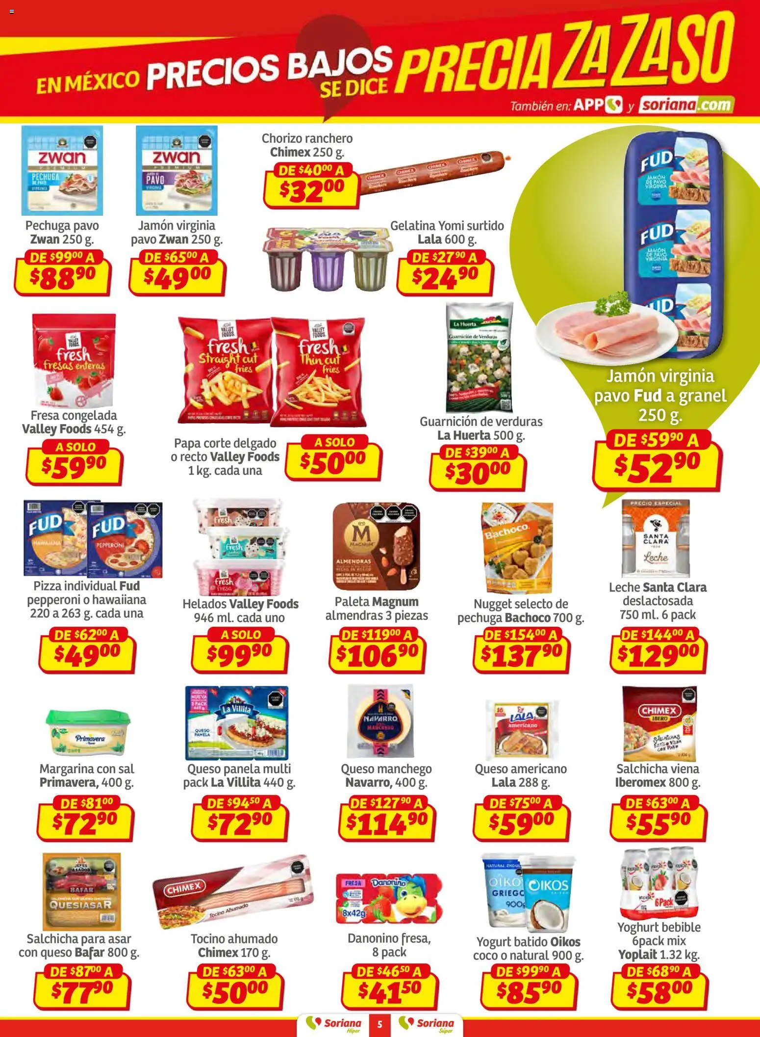 Nuevas ofertas de Soriana válidas en toda la República Mexicana desde el 02.01.2026. ¡Encuentra las mejores ofertas en Soriana - Preciazazaso Súper: Ags, Col, Gto, Jal, Mich! | Página: 5 | Productos: Fresa, Sal, Pizza, Margarina