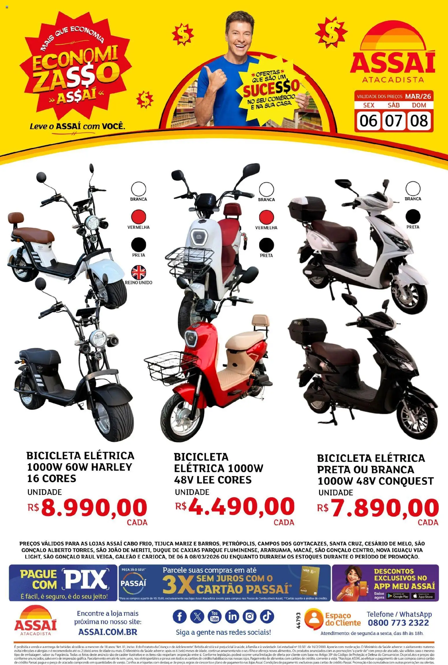 Assaí Atacadista Folheto - válido de 06.03.2026 | Página: 1 | Produtos: Bicicleta, Base, Bebida, Cabo