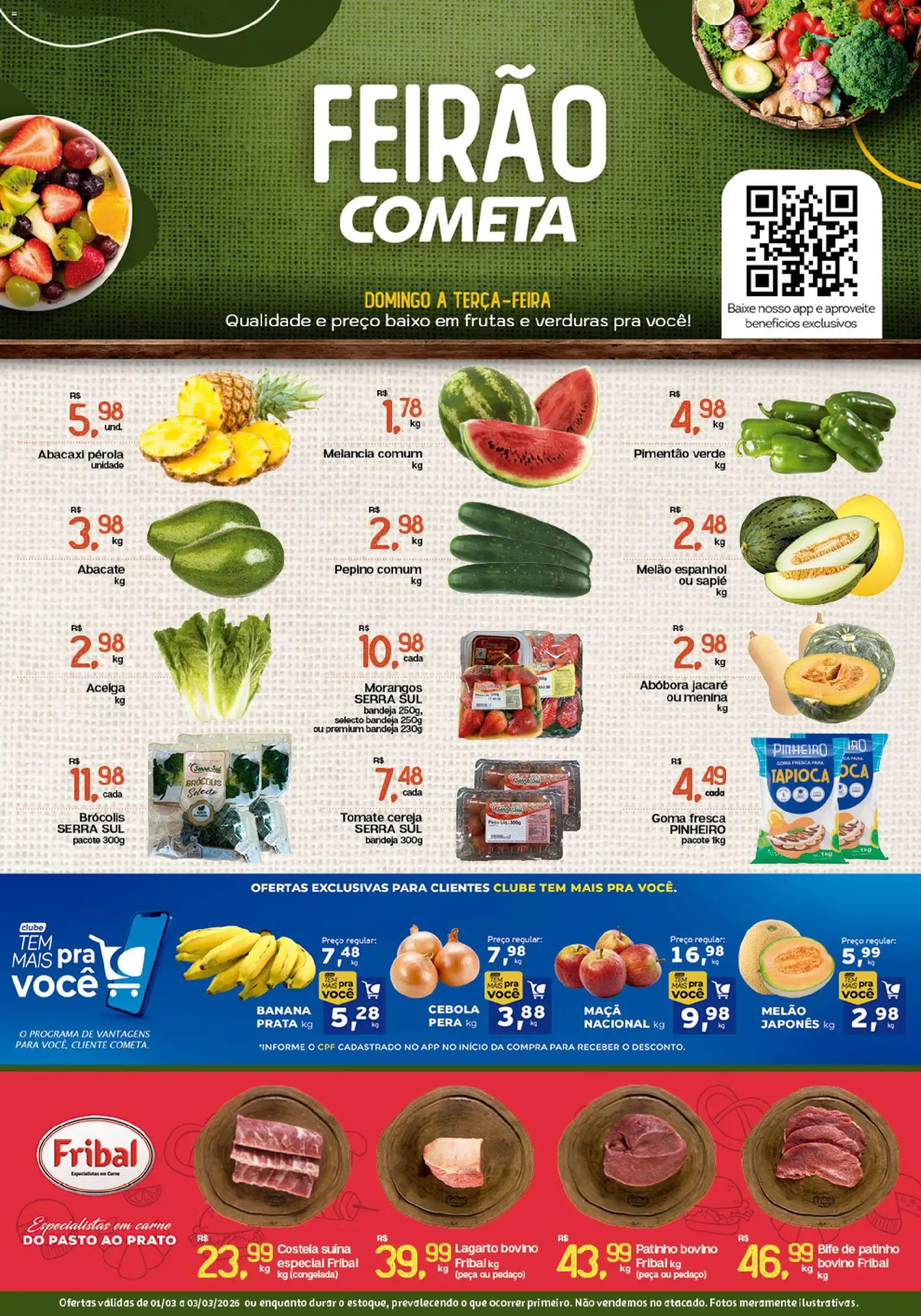 Cometa Supermercados Folheto - válido de 01.03.2026 | Página: 1 | Produtos: Cereja, Abóbora, Cebola, Bandeja