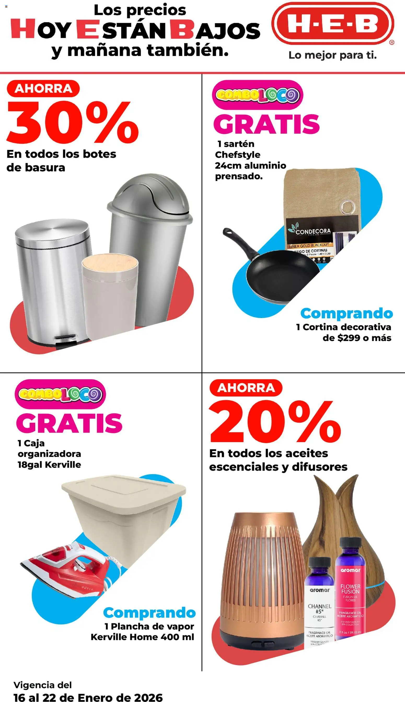 Nuevas ofertas de H-E-B válidas en toda la República Mexicana desde el 16.01.2026. ¡Encuentra las mejores ofertas en H-E-B folleto! | Página: 8 | Productos: Aceite, Caja, Cortinas, Sartén