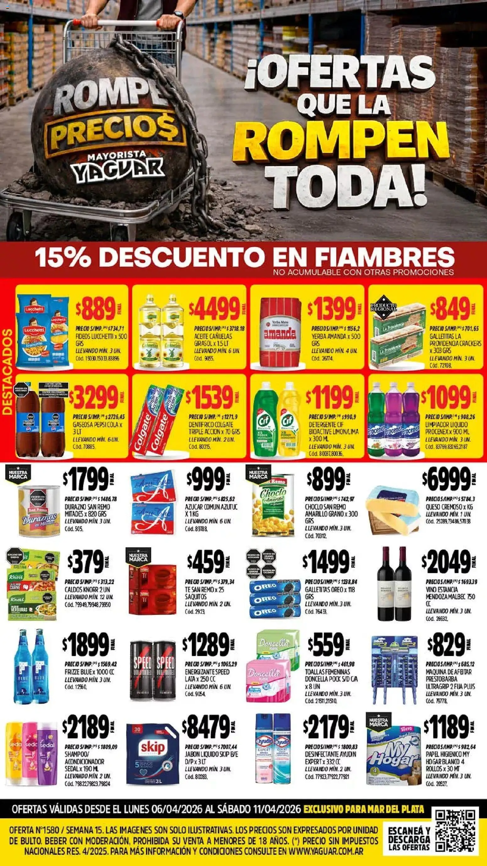 Yaguar - Oferta Semanal Mar del Plata │ válido desde el 06.04.2026 | Página: 1 | Productos: Papel higiénico, Toallas, Galletitas, Jabón