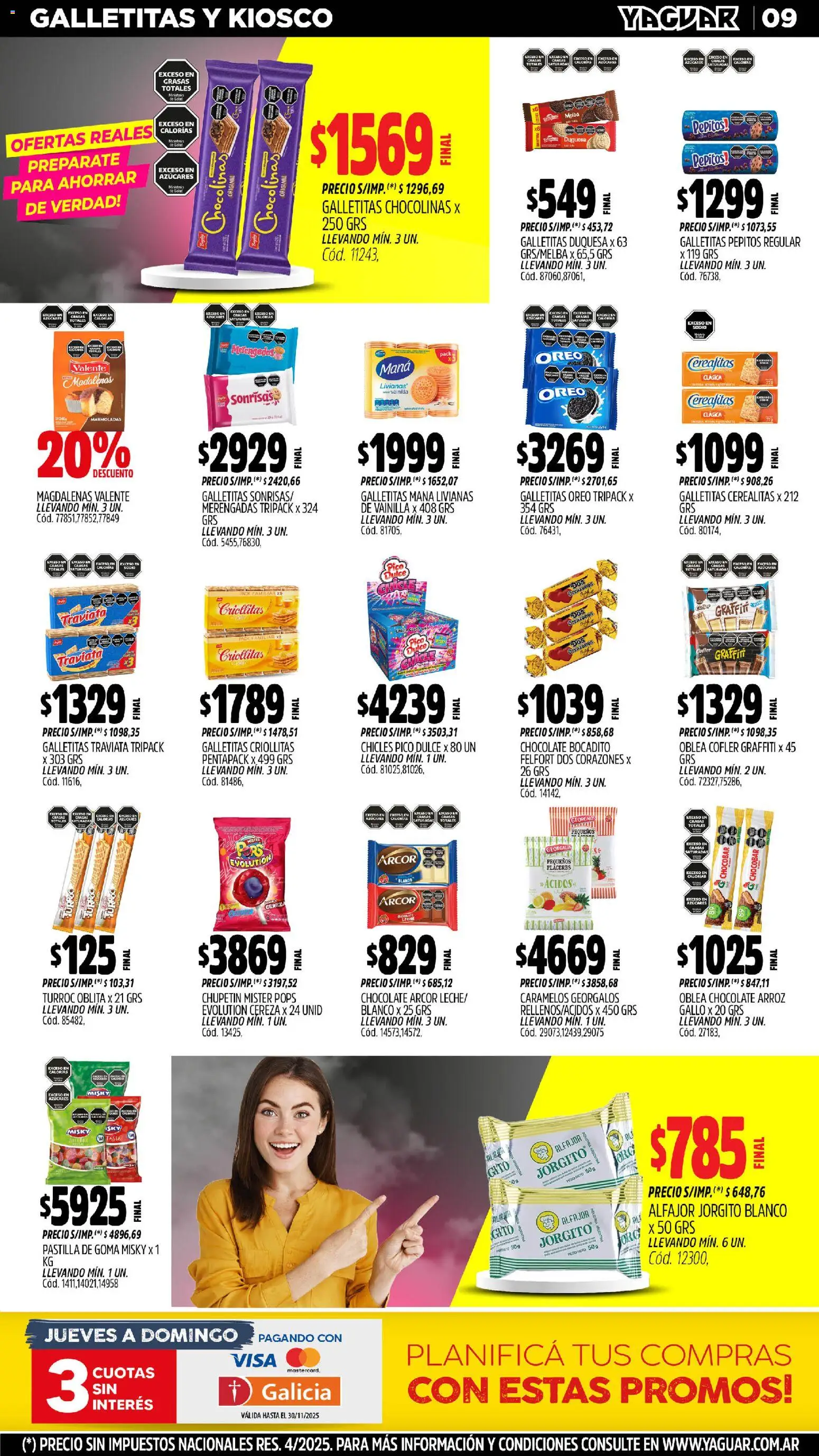 Yaguar catálogo │ válido desde el 24.11.2025 | Página: 10 | Productos: Galletitas, Chicles, Alfajor, Arroz