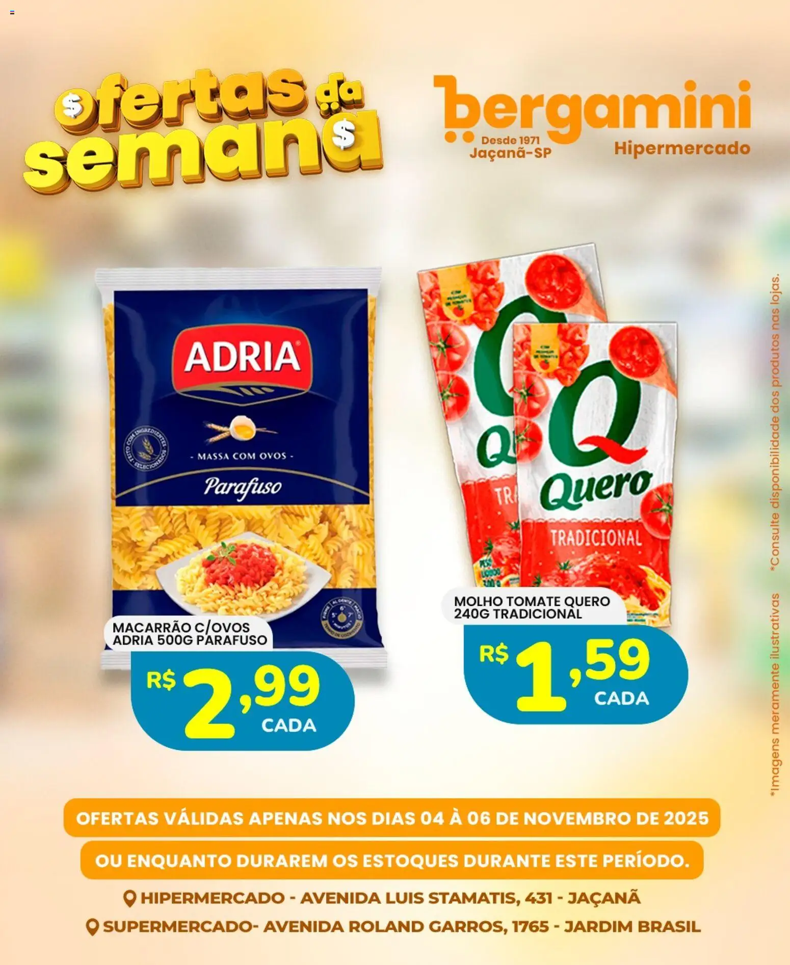 Supermercado Bergamini Folheto - válido de 04.11.2025 | Página: 12 | Produtos: Ovos, Macarrão, Massa