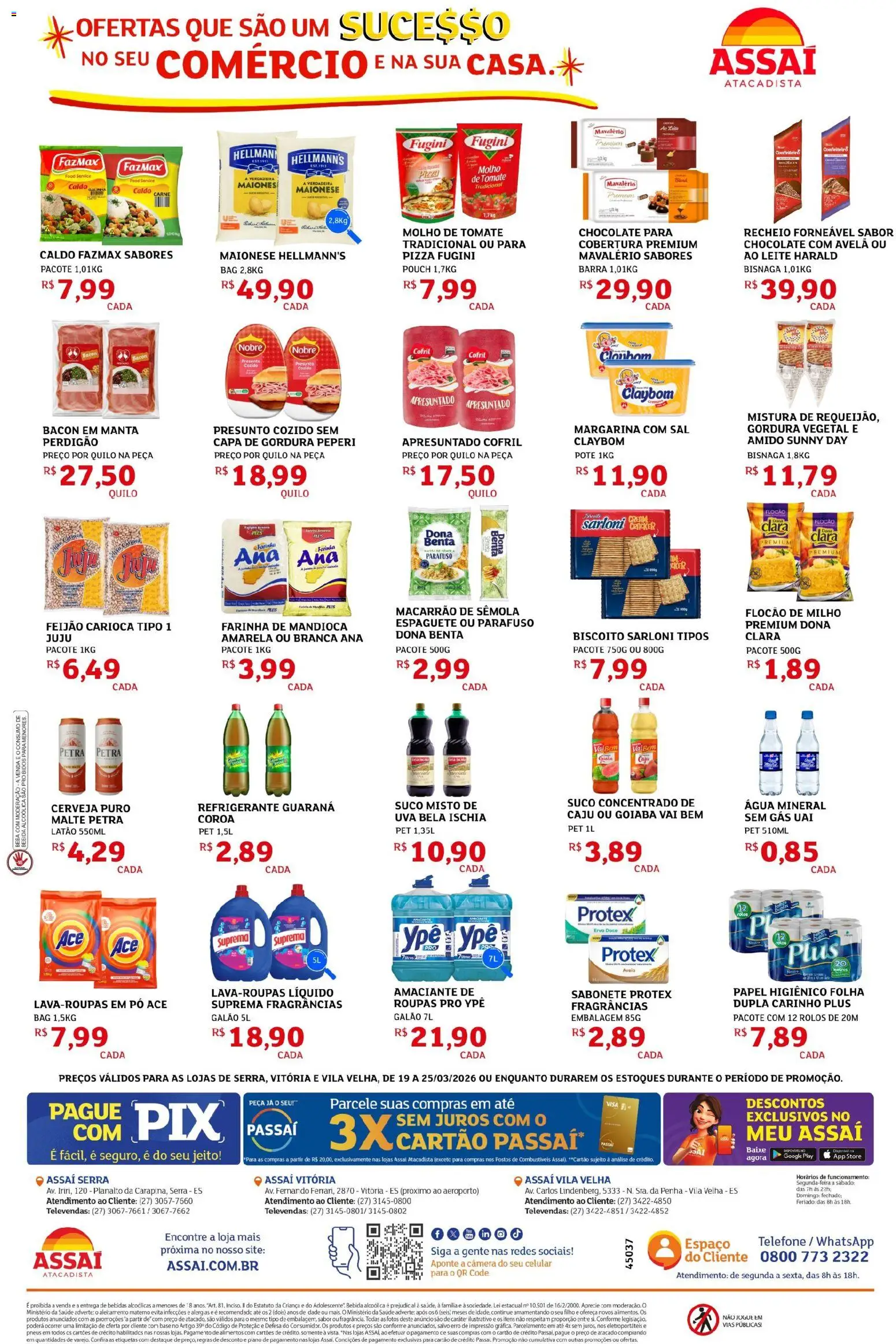 Assaí Atacadista Folheto - válido de 19.03.2026 | Página: 2 | Produtos: Molho de tomate, Farinha de mandioca, Chocolate, Cerveja