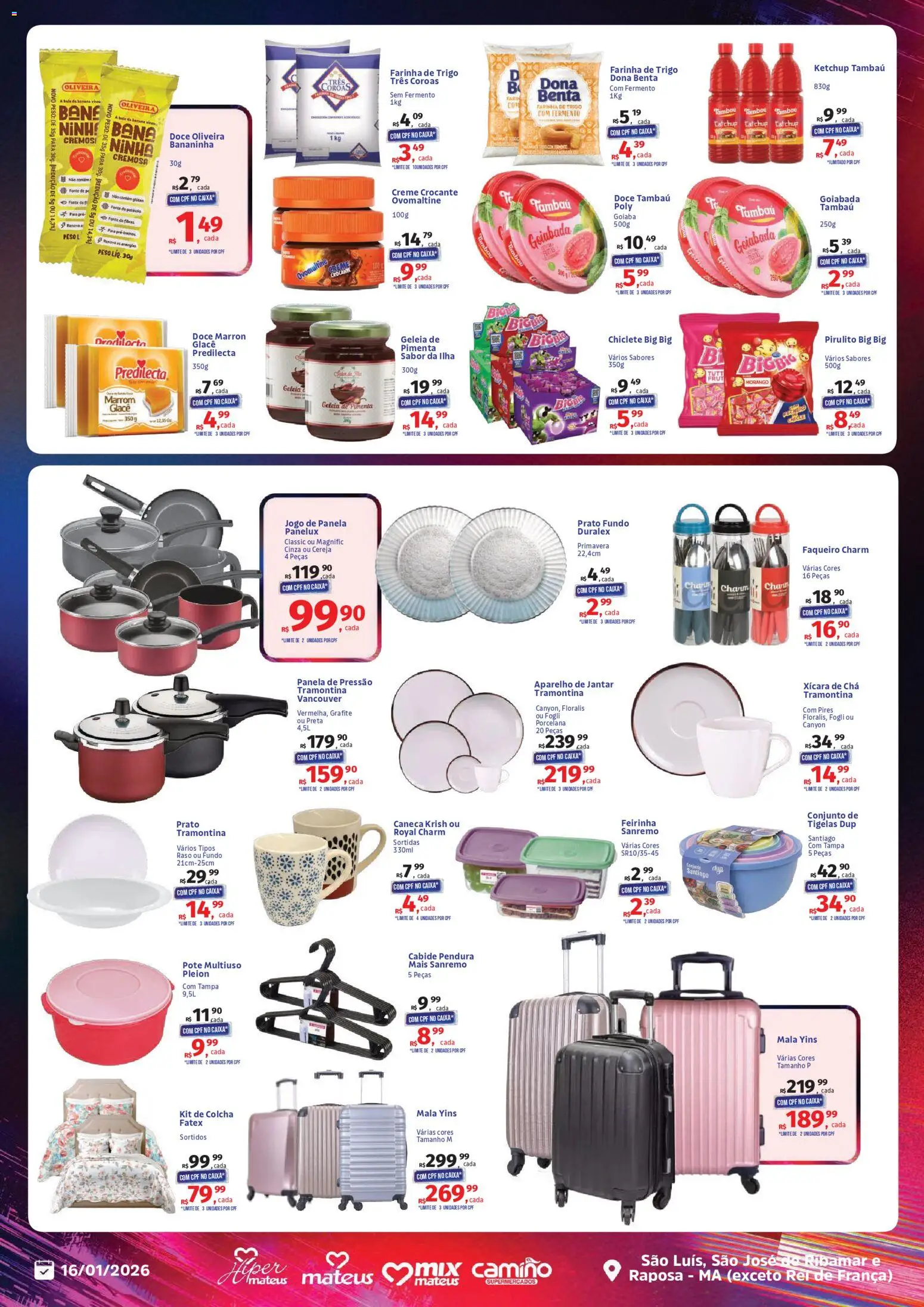 Mateus Folheto - válido de 16.01.2026 | Página: 9 | Produtos: Cereja, Colcha, Geleia, Goiabada
