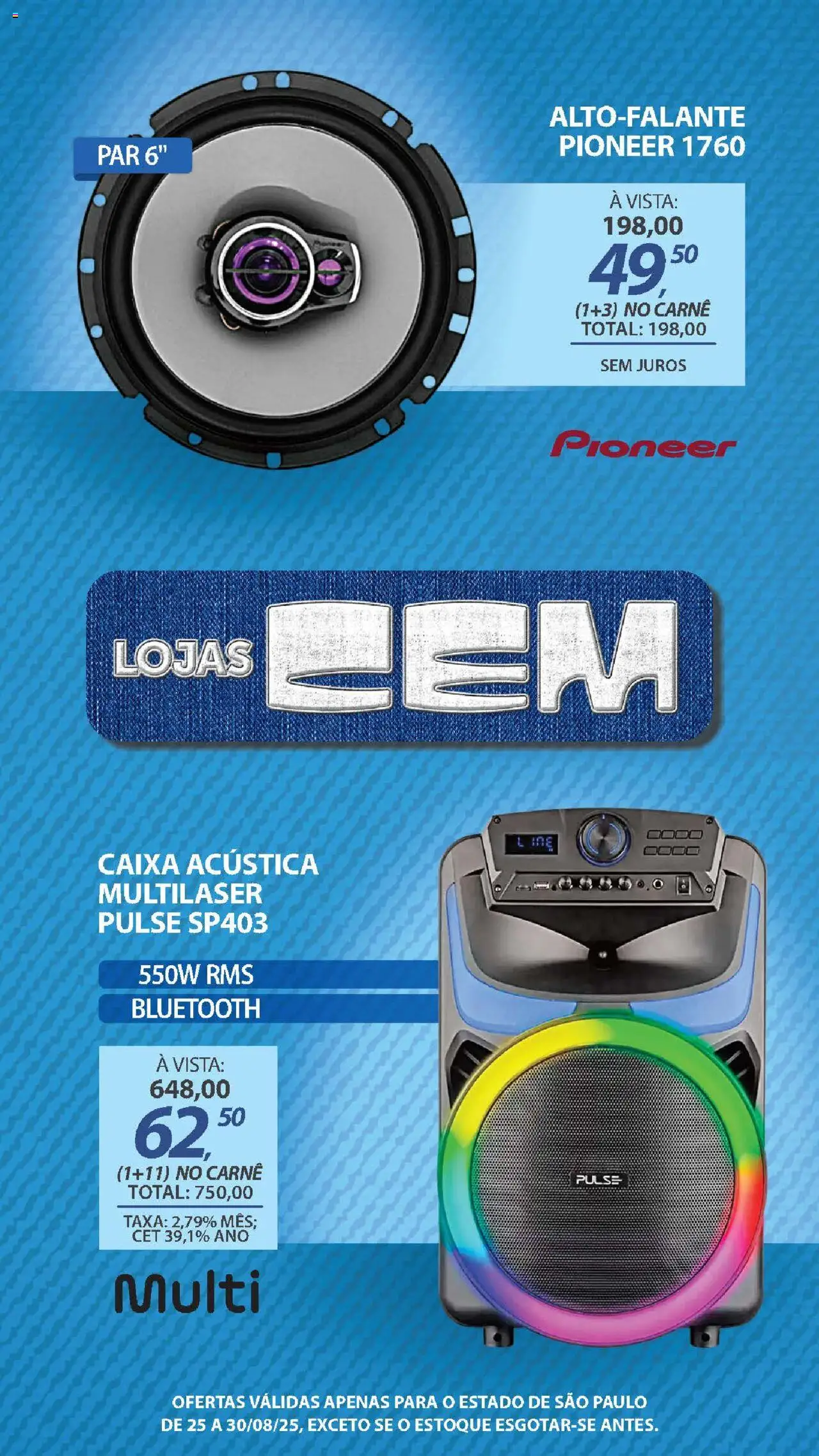 Lojas Cem Folheto - válido de 25.08.2025 | Página: 28 | Produtos: Caixa acústica, Caixa, Carne