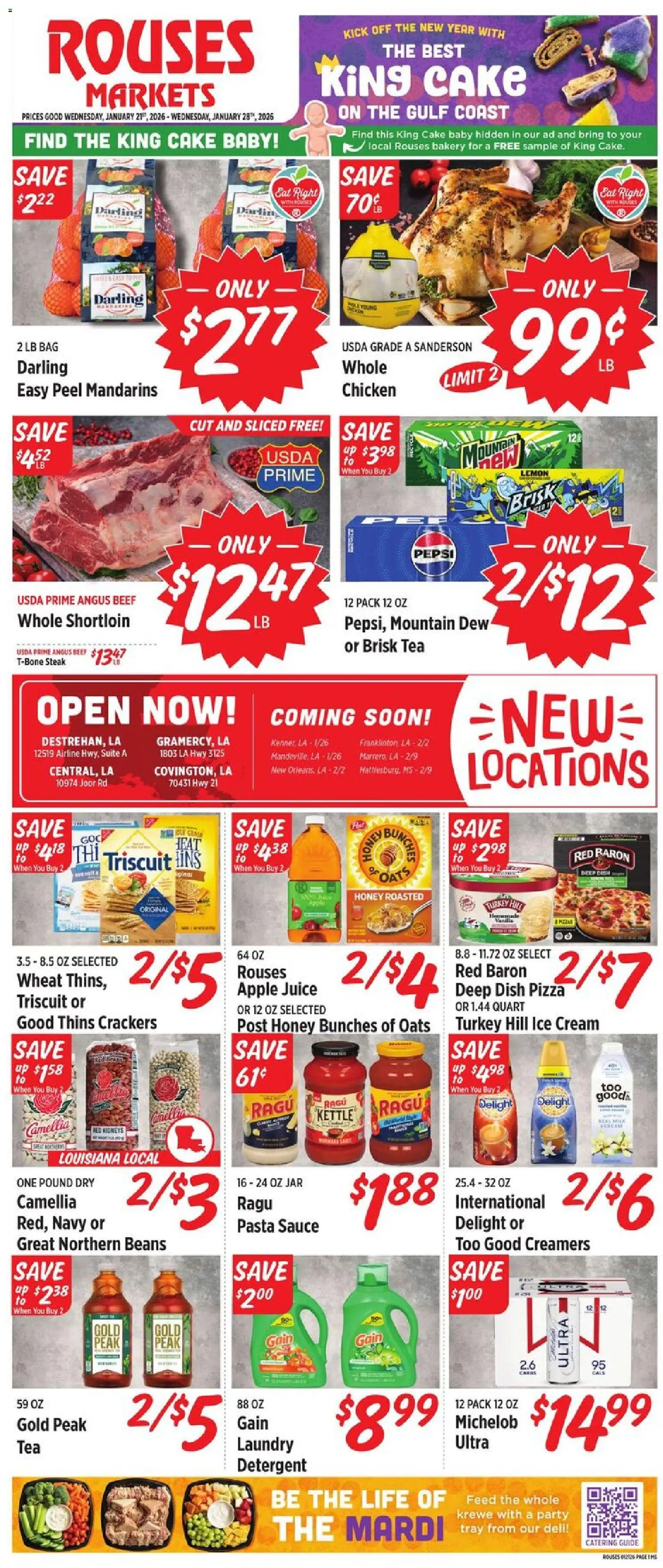 Rouses Weekly Ad - MS - valid from 21.01.2026 | Page: 1 | Products: Bed, Pizza, Detergent, Ice cream