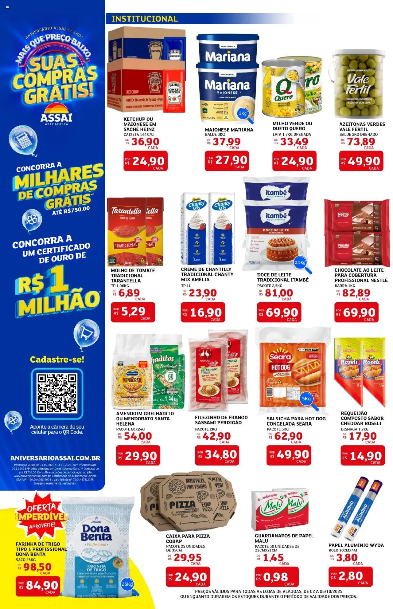 Assaí Atacadista Folheto - válido de 02.10.2025 | Página: 4 | Produtos: Amendoim, Milho verde, Leite, Baixo