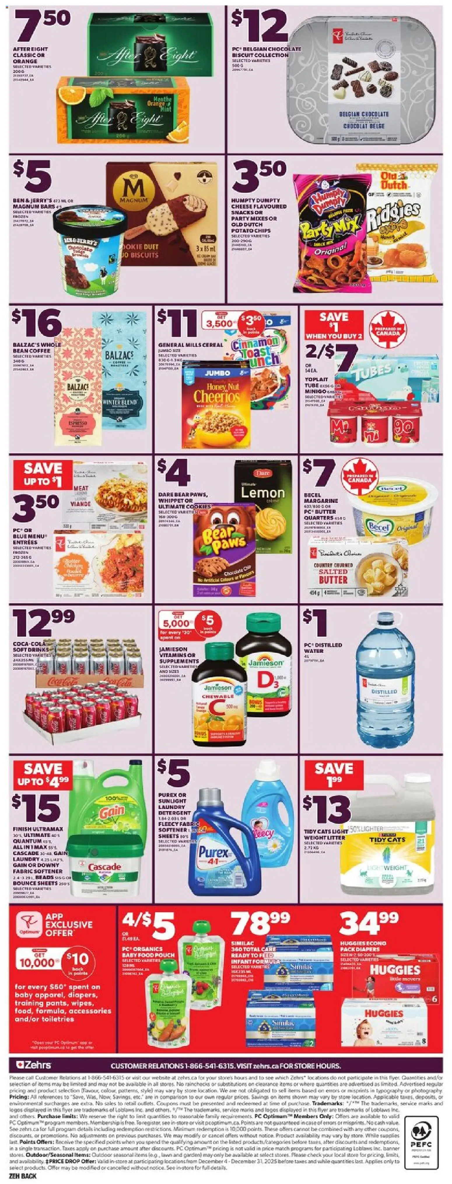 Zehrs flyer valid from 11.12.2025 | Page: 4 | Products: Cookies, Fabric softener, Butter, Cheese