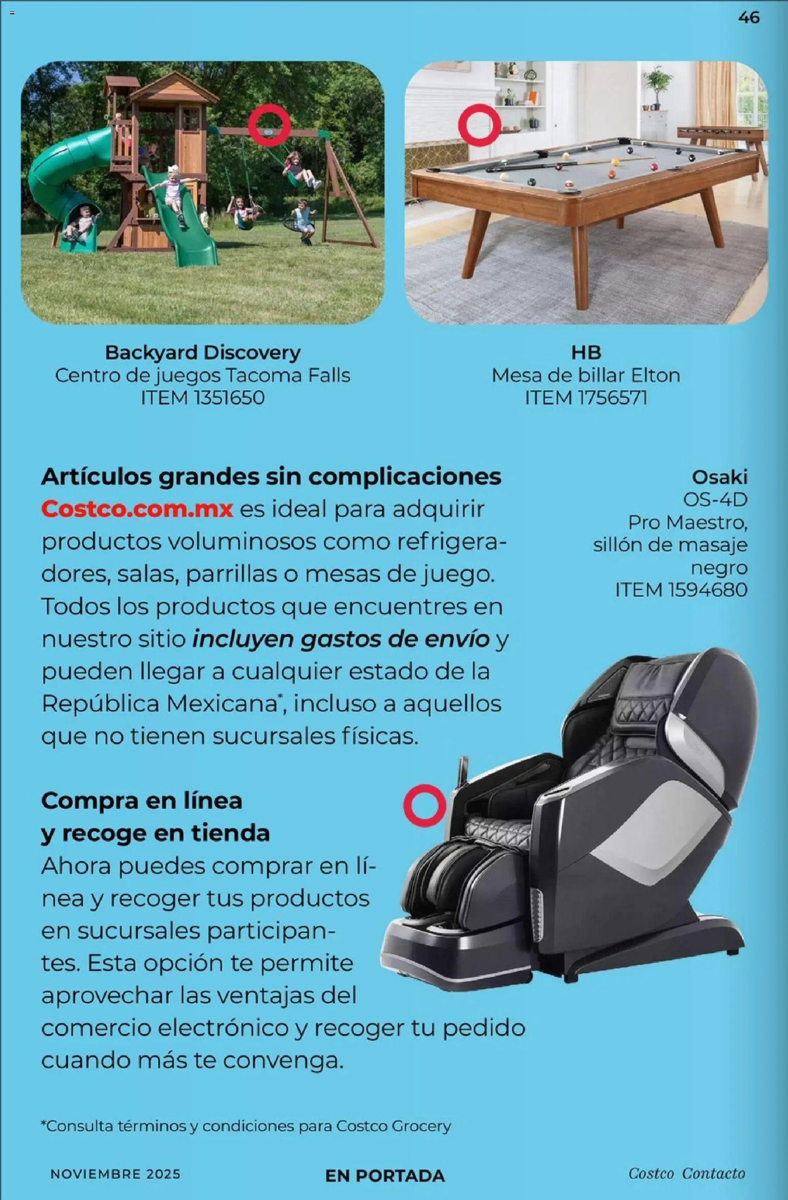 Nuevas ofertas de Costco válidas en toda la República Mexicana desde el 01.11.2025. ¡Encuentra las mejores ofertas en Costco Revista Noviembre! | Página: 46 | Productos: Sillón, Mesa, Té