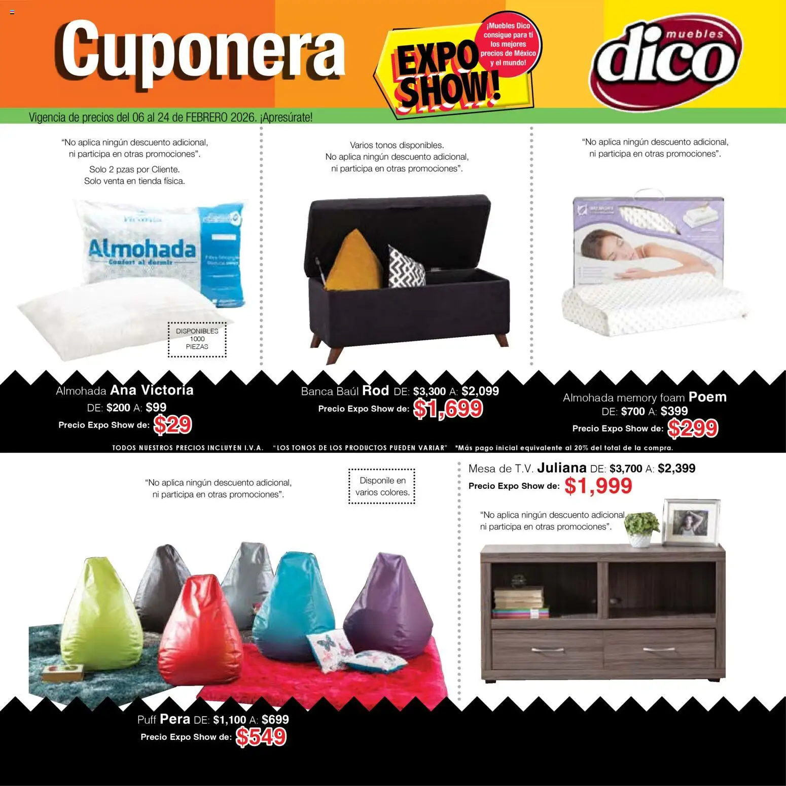 Nuevas ofertas de Muebles Dico válidas en toda la República Mexicana desde el 06.02.2026. ¡Encuentra las mejores ofertas en Muebles Dico catálogo Expo Show! | Página: 57