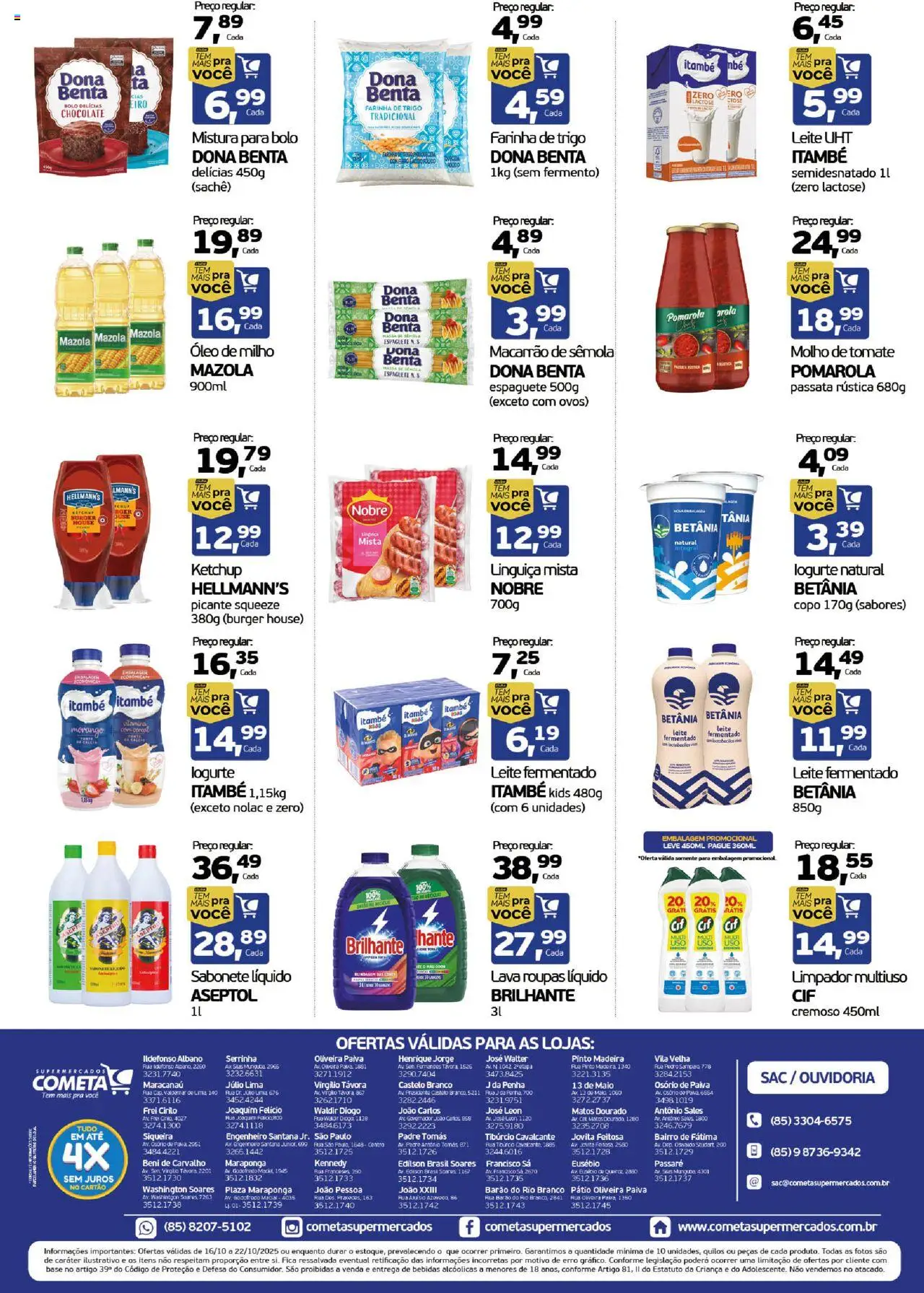 Cometa Supermercados Folheto - válido de 16.10.2025 | Página: 2 | Produtos: Maiô, Roupas, Ketchup, Bolo
